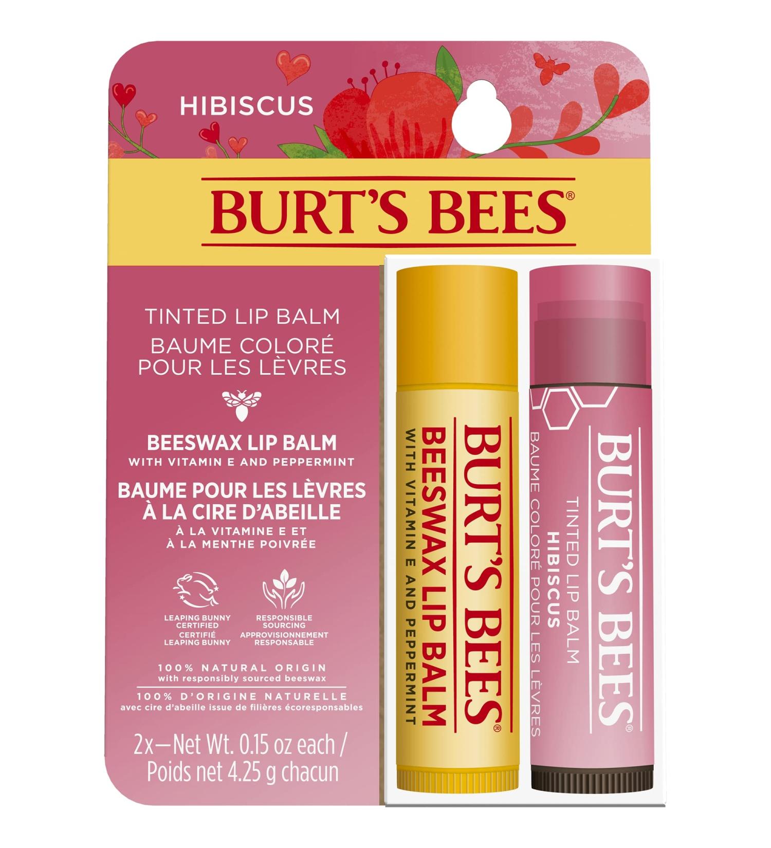 Burt's Bees Lip Care Multipack - Beeswax & Tinted Hibiscus Lip Balm Value Pack (2 x 4.25g) - Shop Internationally - Buy Online on SooperMarket.com