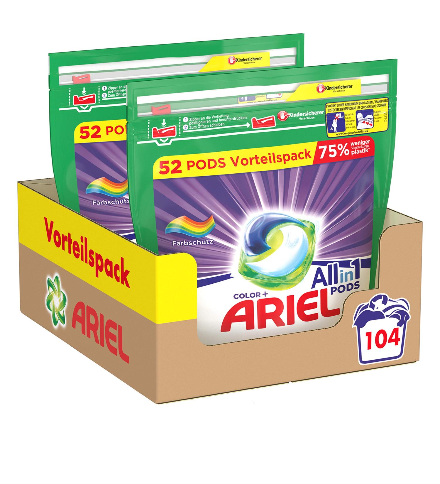 Ariel Detergent Pods All-in-1 Color Detergent Color Protection 2 52 Loads 104 Loads