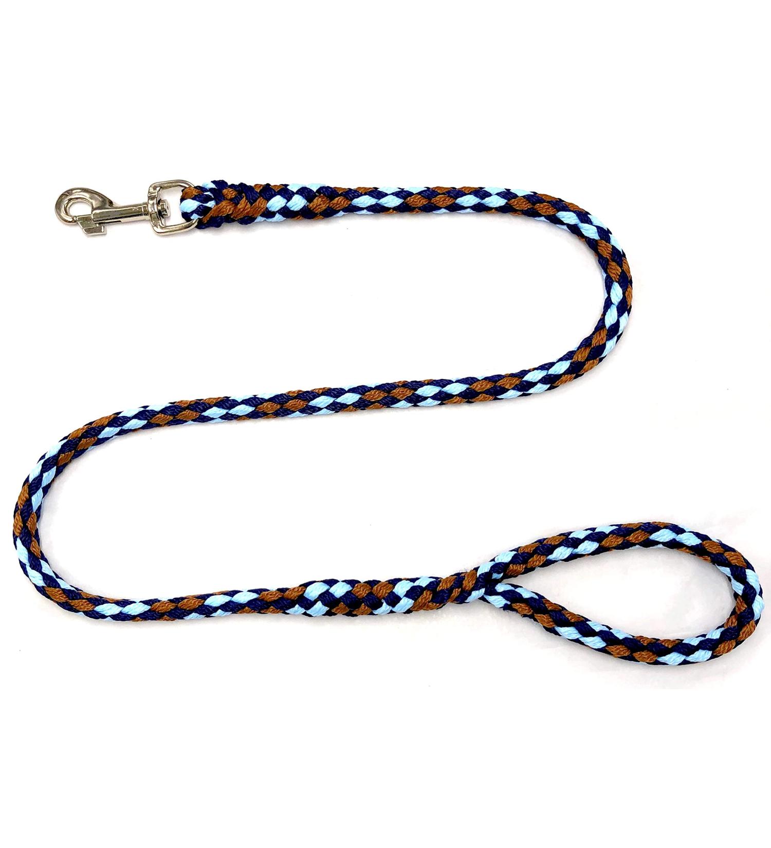 Dogeline large dogs jumbo with hand loop up to 80 kg / guide leash / practice line / training line very stable 17 colors (2.50m Africa (brown-marine blau-hellblau)) 2.50m Africa (brown-marine blau-hellblau)
