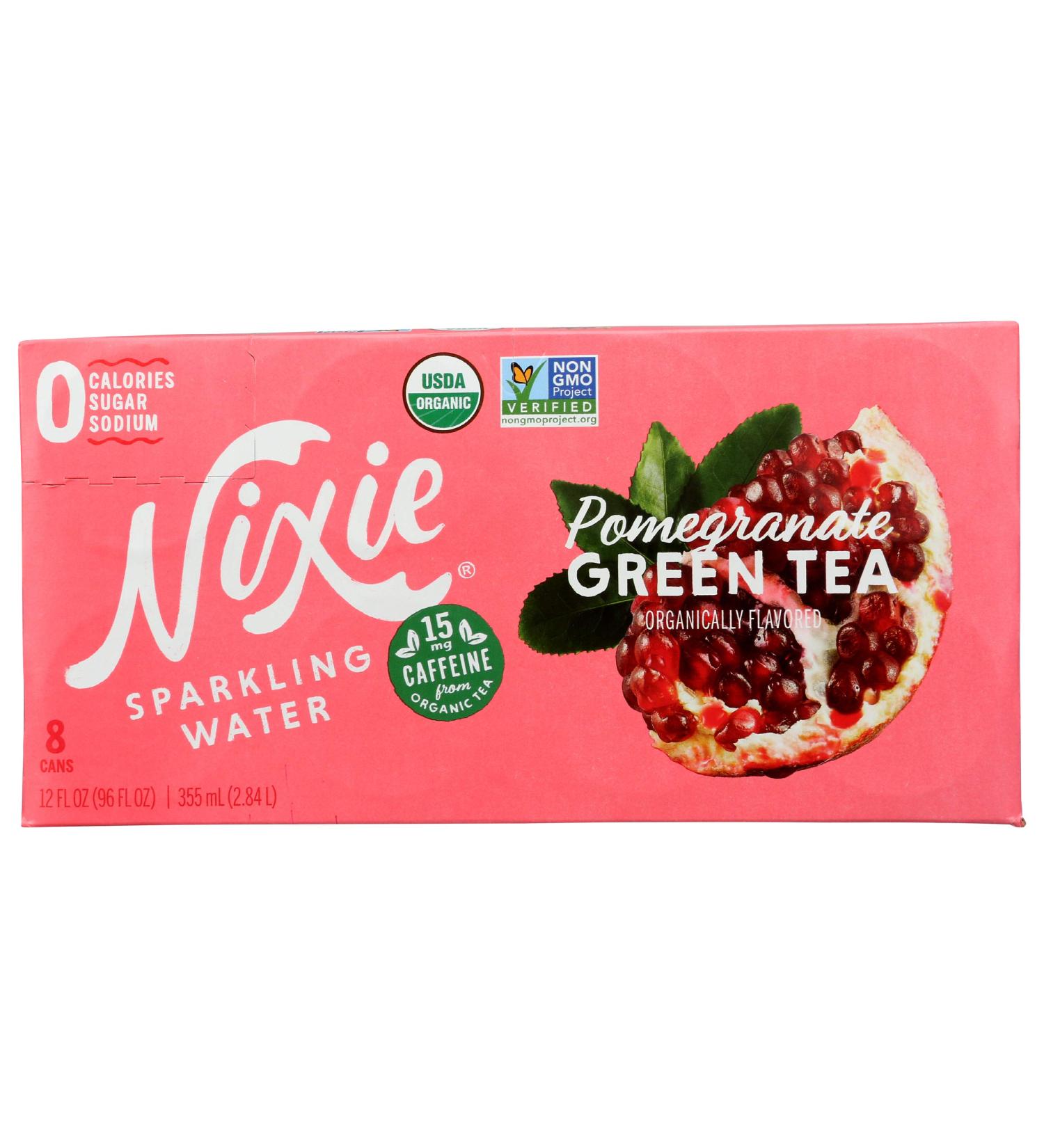 Nixie Sparkling Water Green Tea Pomegranate - Organic, 12 Fl Oz, 8 Pack - Buy Online on SooperMarket.com