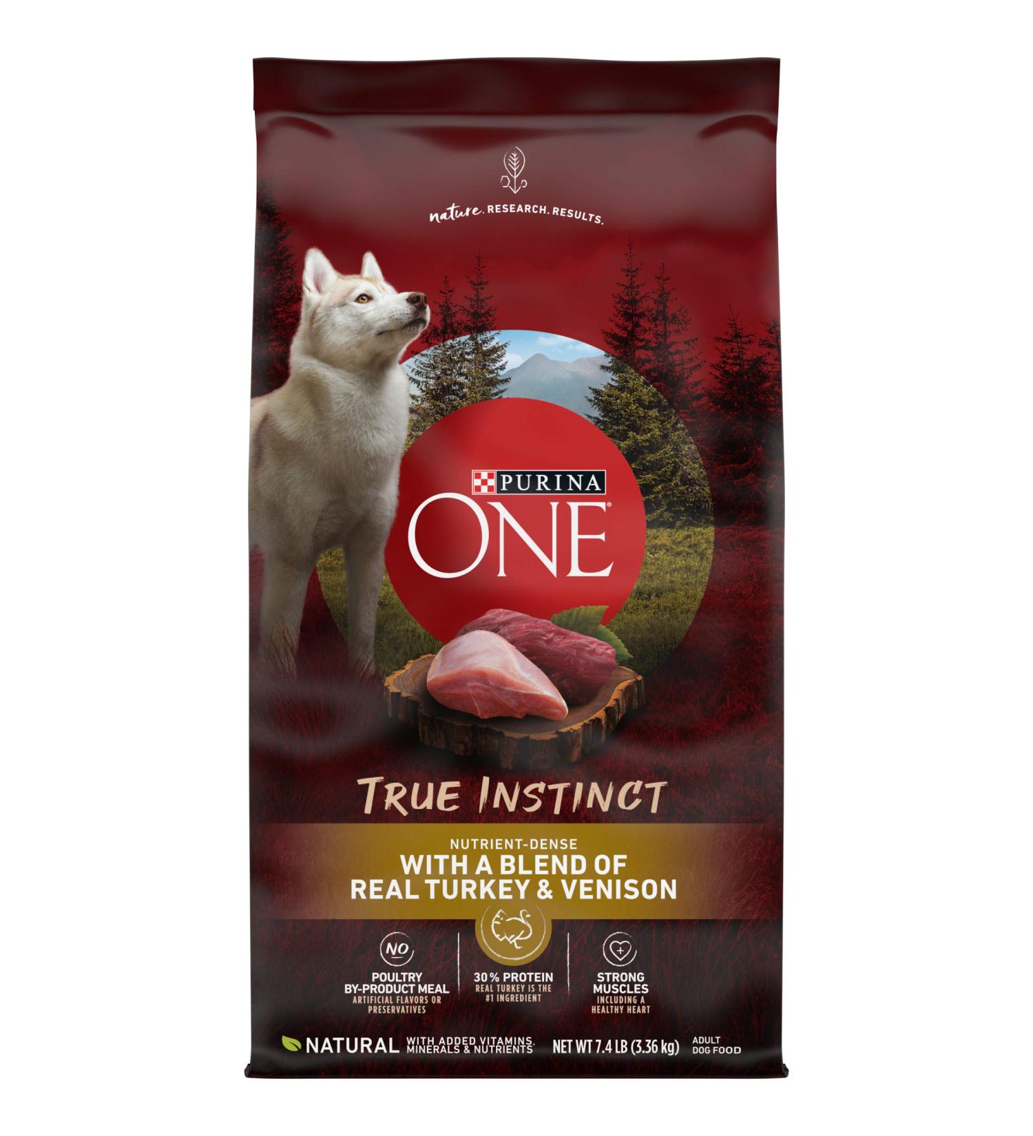 Purina ONE True Instinct High Protein Natural Dry Dog Food with Turkey & Venison - 7.4 lb Bag - Buy Online on SooperMarket.com