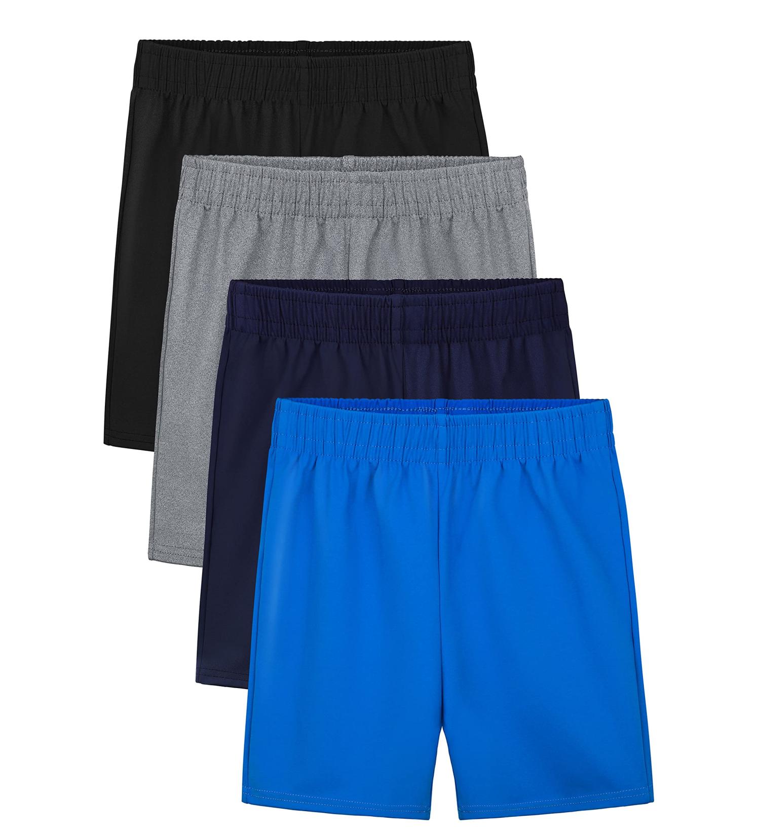 Resinta 4 Pack Toddler Boys Basketball Shorts - Summer Sports Performance Shorts for Boys 5T - Black/Gray/Blue/Navy - Buy Online on SooperMarket.com
