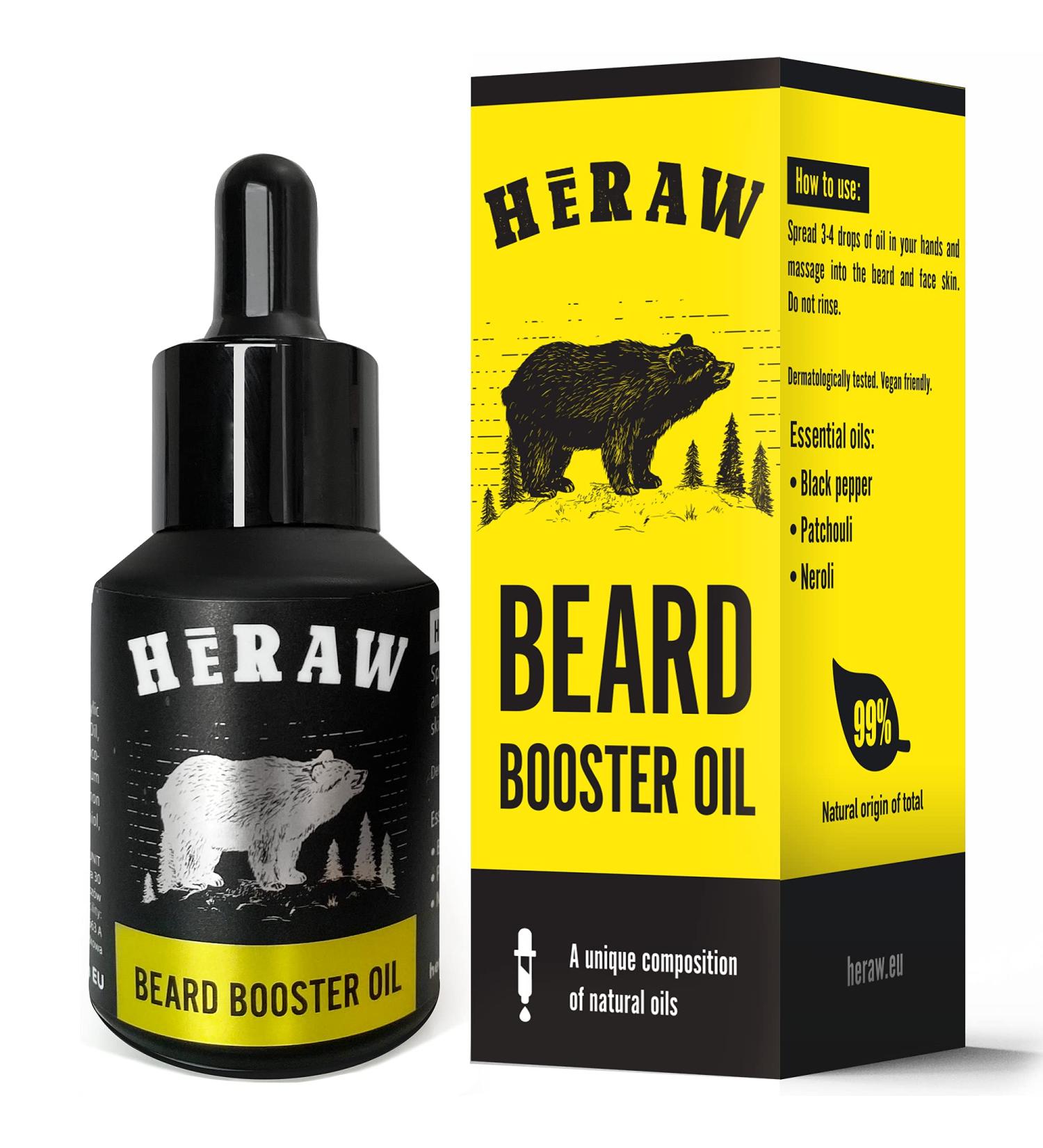 Heraw Beard Oil for Men - Nourishing & Styling Beard Oil with Argan Jojoba & Almond Oil - 30ml - Boost Beard Growth & Softness - Buy Online on SooperMarket.com