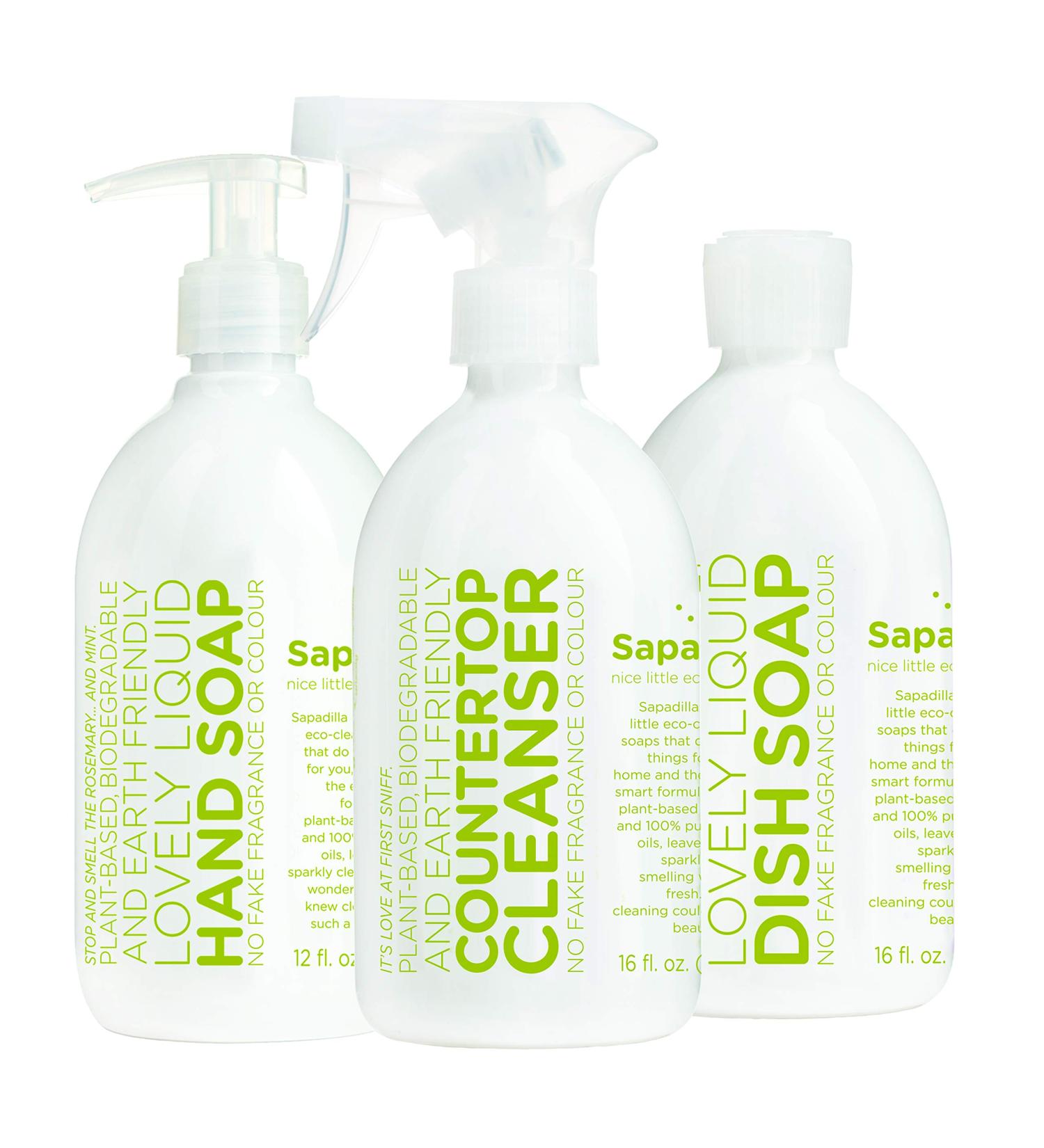 Sapadilla Rosemary + Peppermint Variety Pack - 16 oz Hand Soap, Dish Soap, Countertop Cleanser - Buy Online on SooperMarket.com