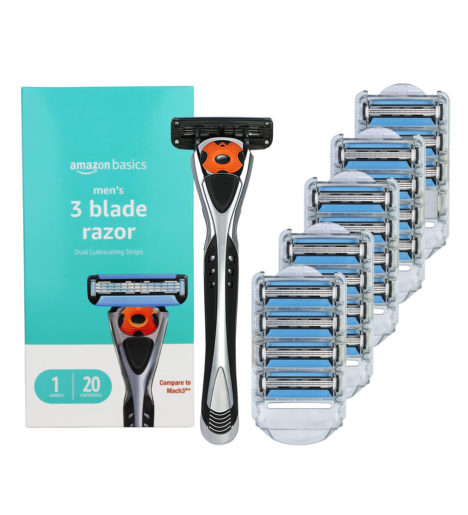 Amazon Basics 3-Blade MotionSphere Razor for Men with Dual Lubrication Handle - 21 Piece Set - Buy Online on SooperMarket.com