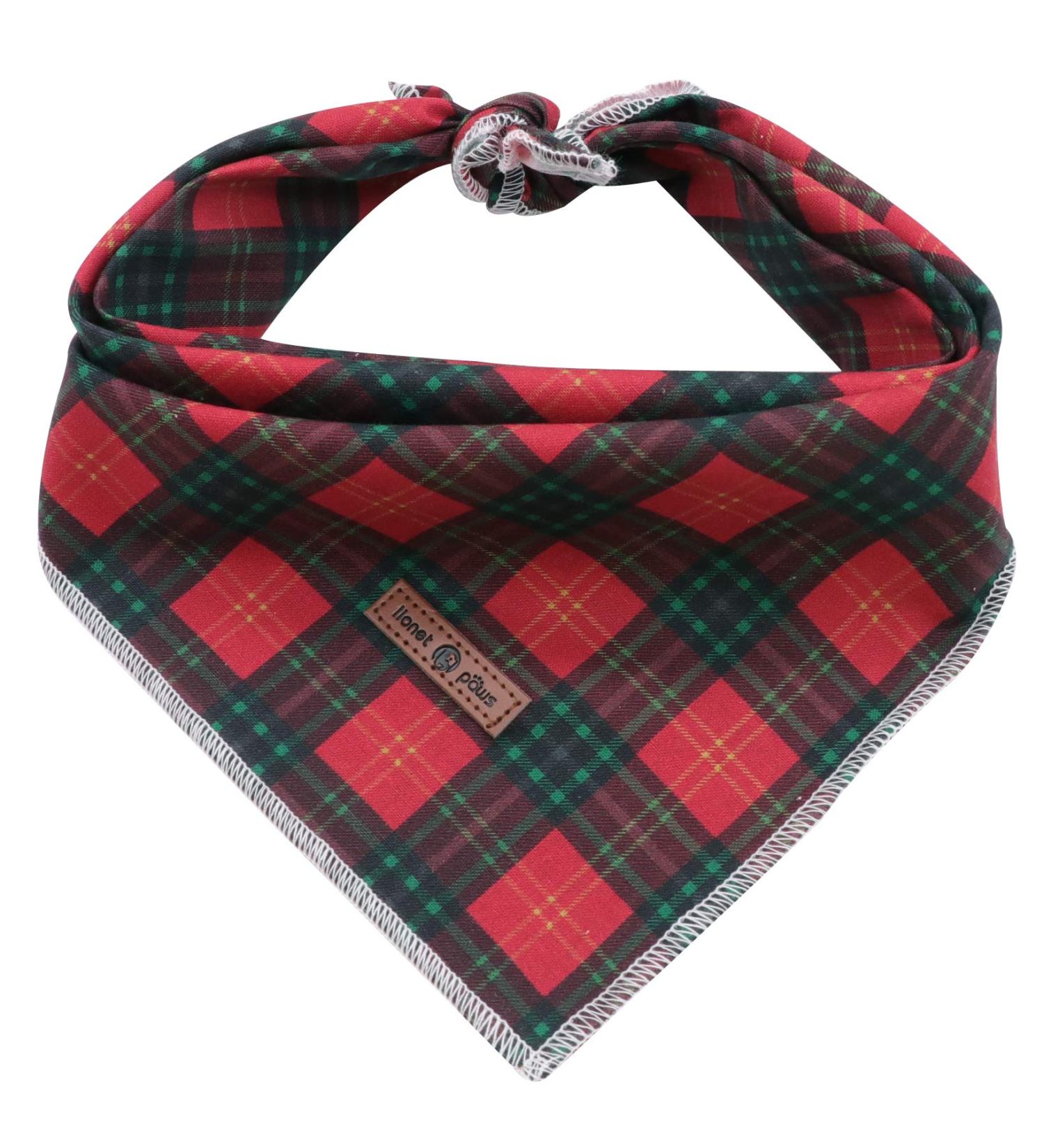 Lionet Paws Dog Bandana Headscarves - Triangular Scarf for Small Medium & Large Dogs - Red & Green Checked (Pack of 1) - Buy Online on SooperMarket.com