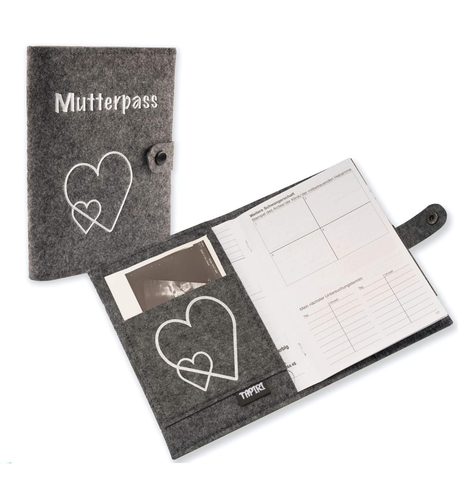 Riijk Gray Felt Mutterpass Cover with Closure & Ultrasound Photo Bag - Ideal German Mother Pass Gift - Buy Online on SooperMarket.com