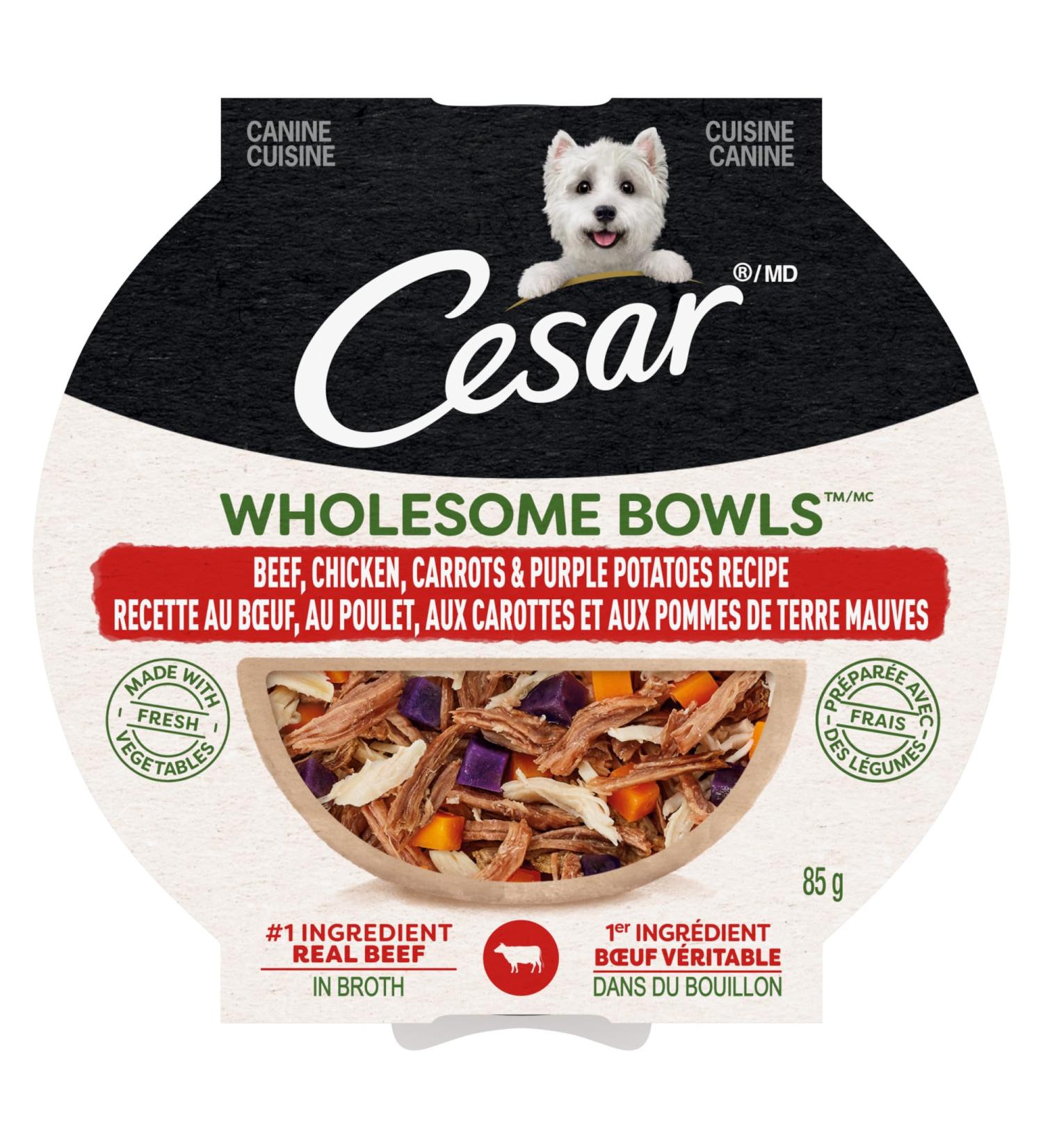 Cesar Wholesome Bowls Adult Wet Dog Food Beef Chicken Carrots & Purple Potato 85g Pack of 10 Beef & Chicken 85 g (Pack of 10) - Buy Online on SooperMarket.com