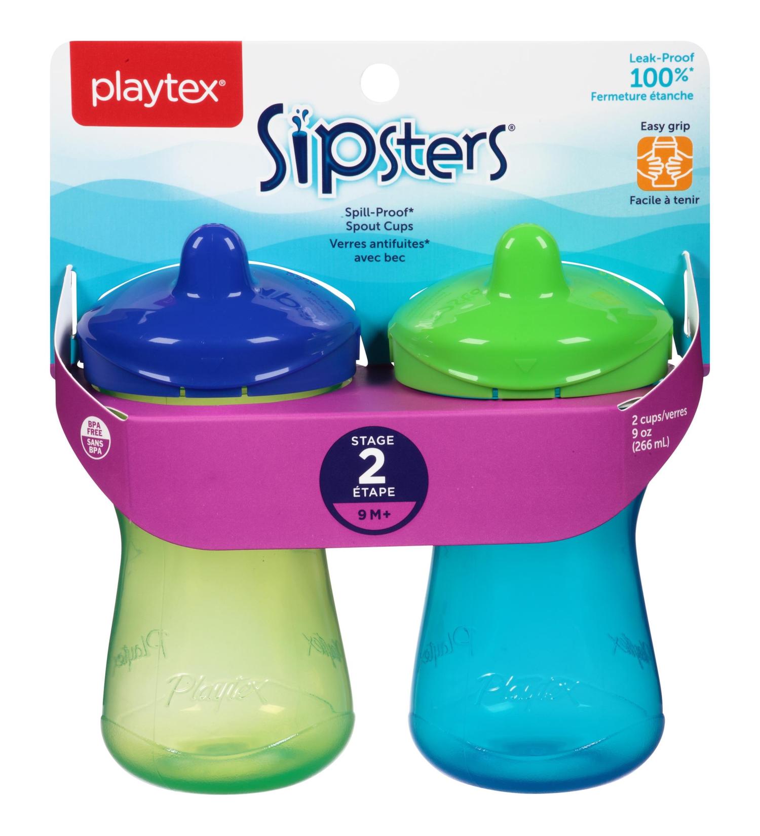 Playtex Sipsters Stage 2 Spill-Proof Spout Sippy Cups - 9oz - 2 Pack - Buy Online on SooperMarket.com