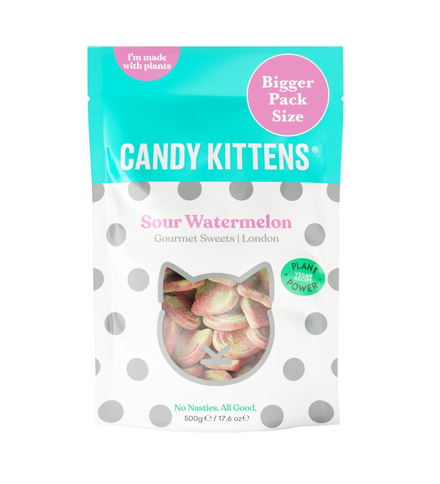 Vegan Sweets CANDY KITTENS SOUR WATERMELON Packed With Fruit Juice & Natural Ingredients Big Flavours From Little Kittens Vegetarian Sweets - 500g Sweet Bag Sour Watermelon 500g (Pack of 1) - Buy Online on SooperMarket.com