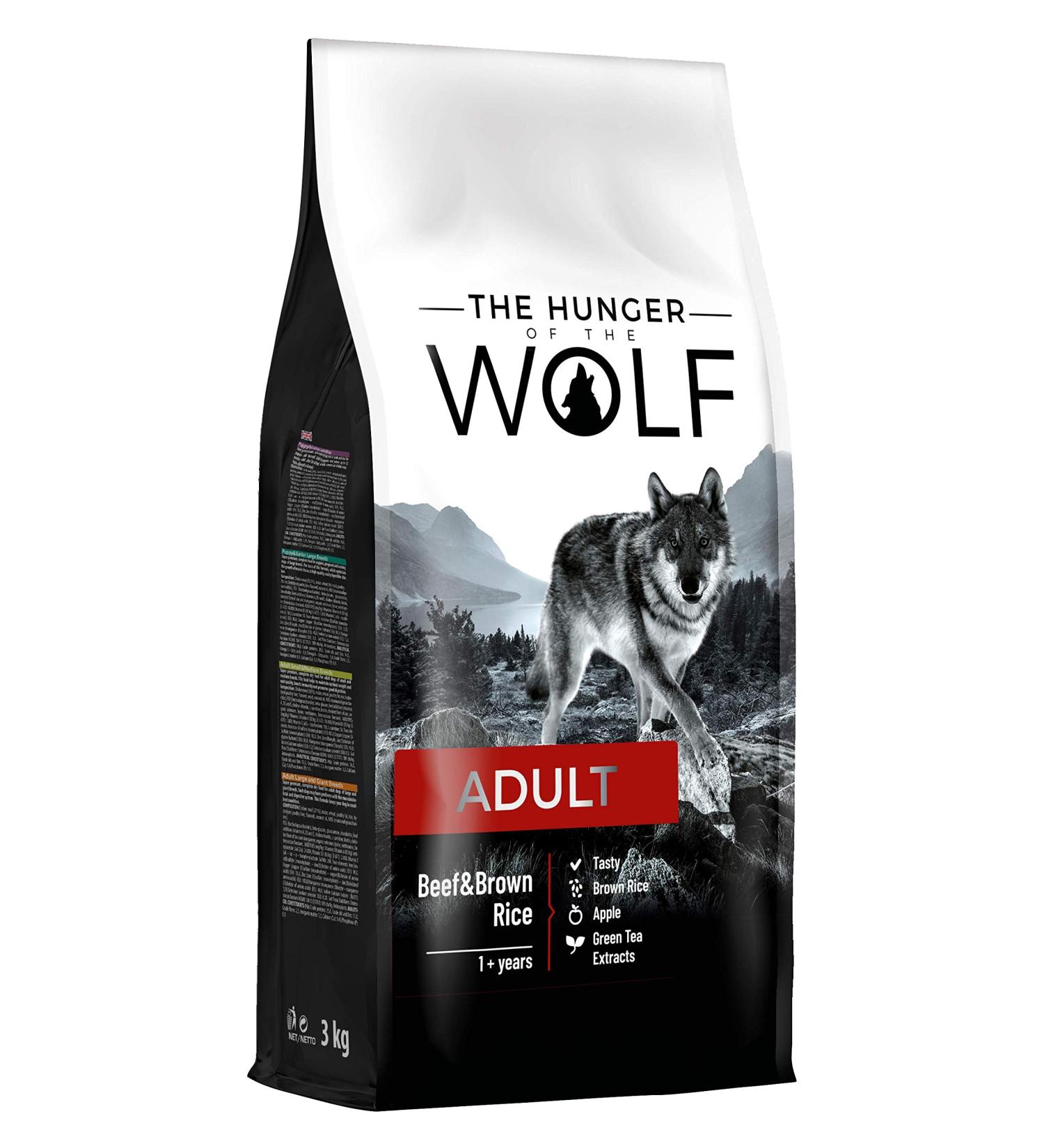 Hunger of the Wolf Adult Dog Food - Beef & Brown Rice 3kg | Premium Dry Food for All Breeds - Buy Online on SooperMarket.com