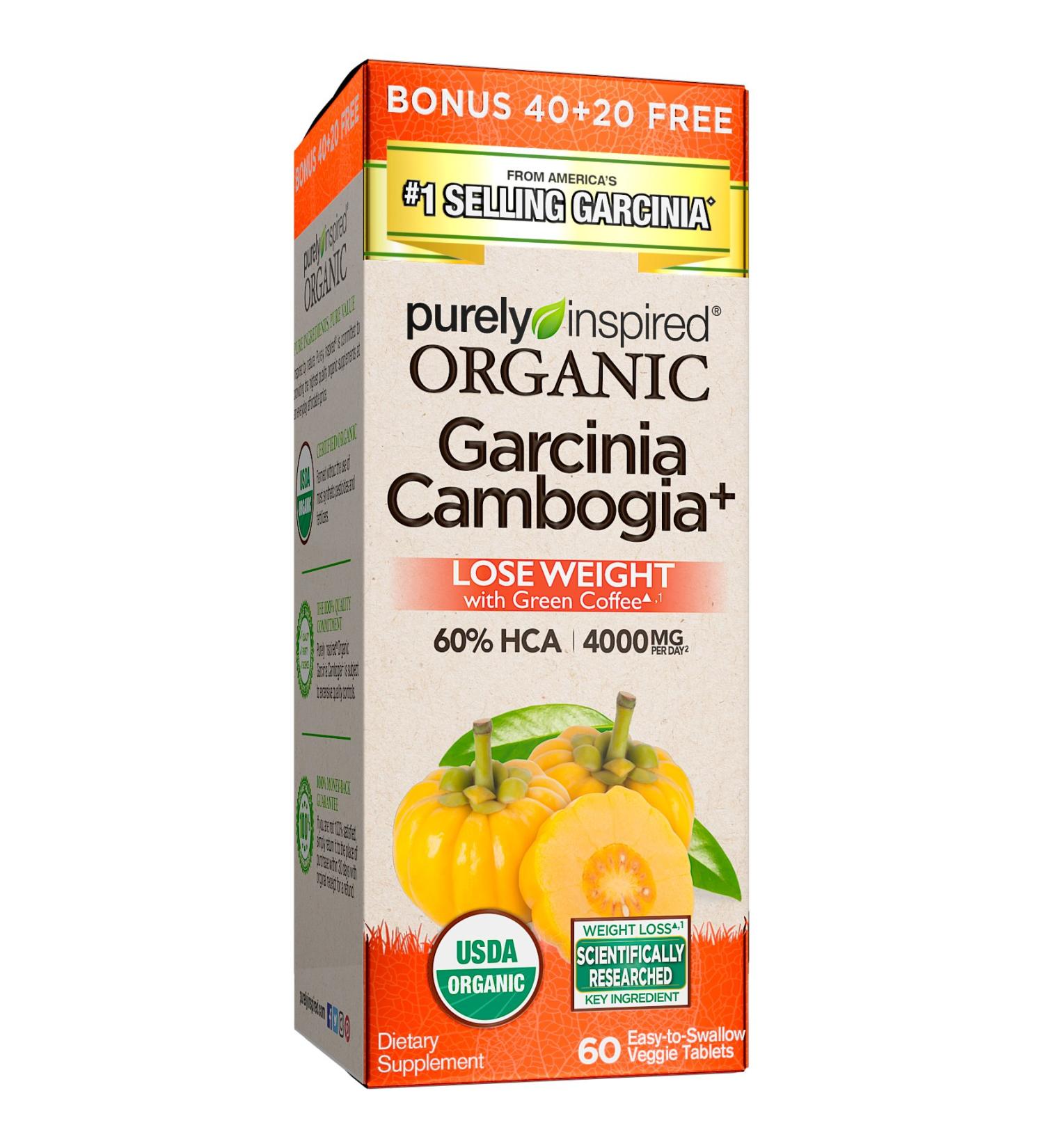 Purely Inspired Organic Garcinia Cambogia - 60 Easy-Swallow Veggie Tablets for Weight Loss - Buy Online on SooperMarket.com