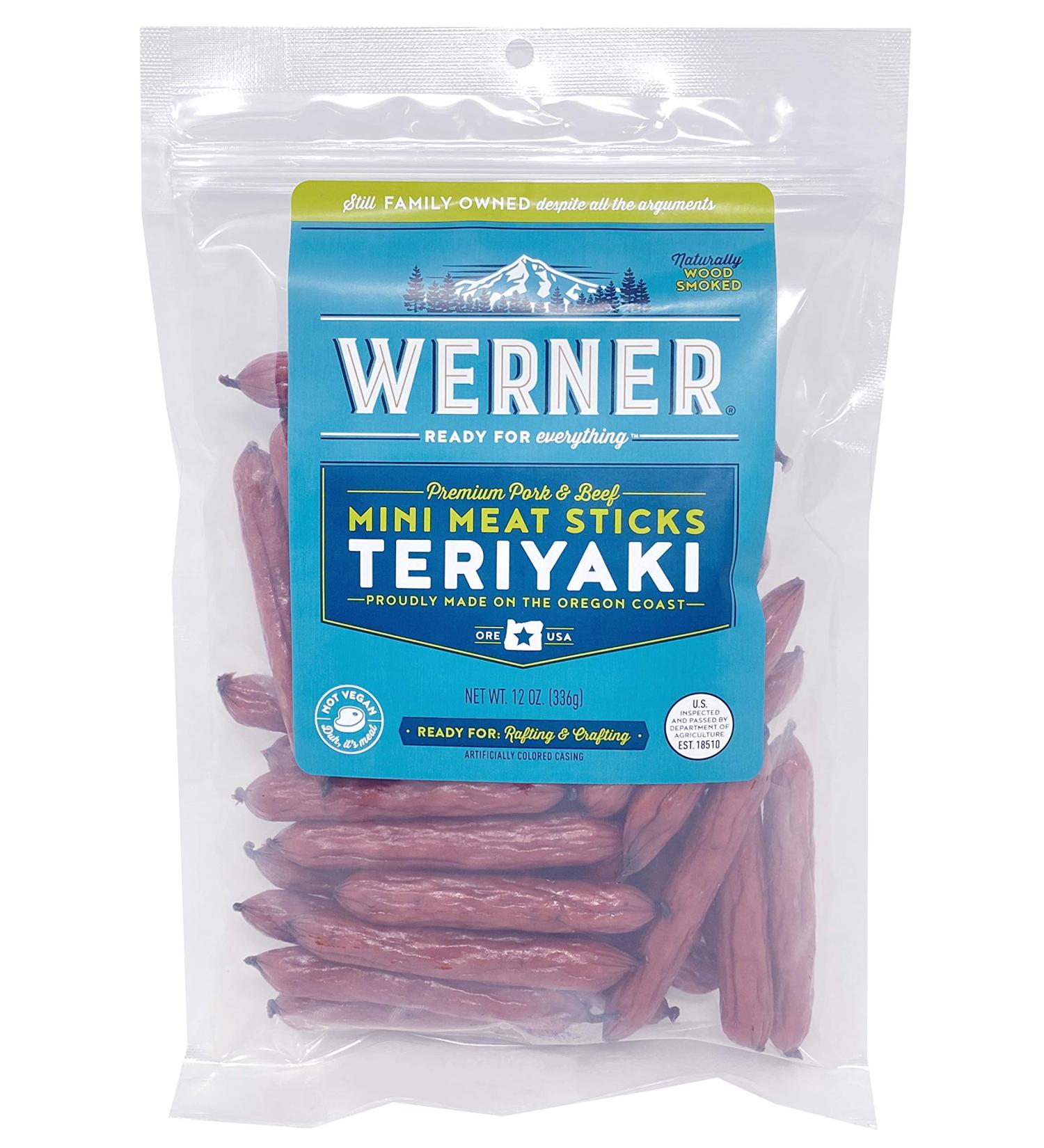 Werner Gourmet Teriyaki Mini Sticks - 12 oz. | Premium Meat Snacks - Buy Online on SooperMarket.com