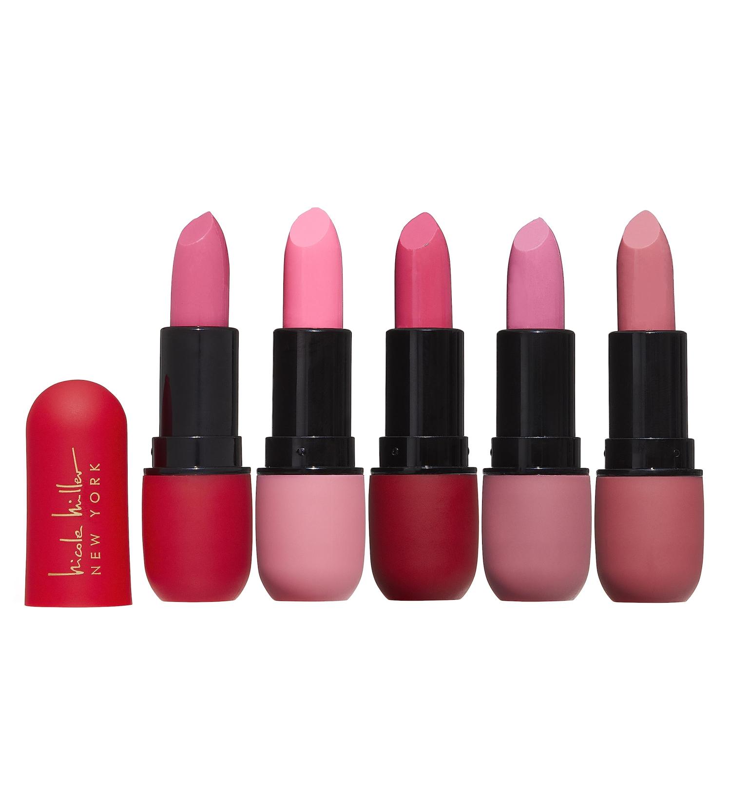 Nicole Miller Matte Lipstick Collection | 5-Piece Set of Stunning Pink Shades | Long-Lasting Lipstick for All-Day Wear - Buy Online on SooperMarket.com