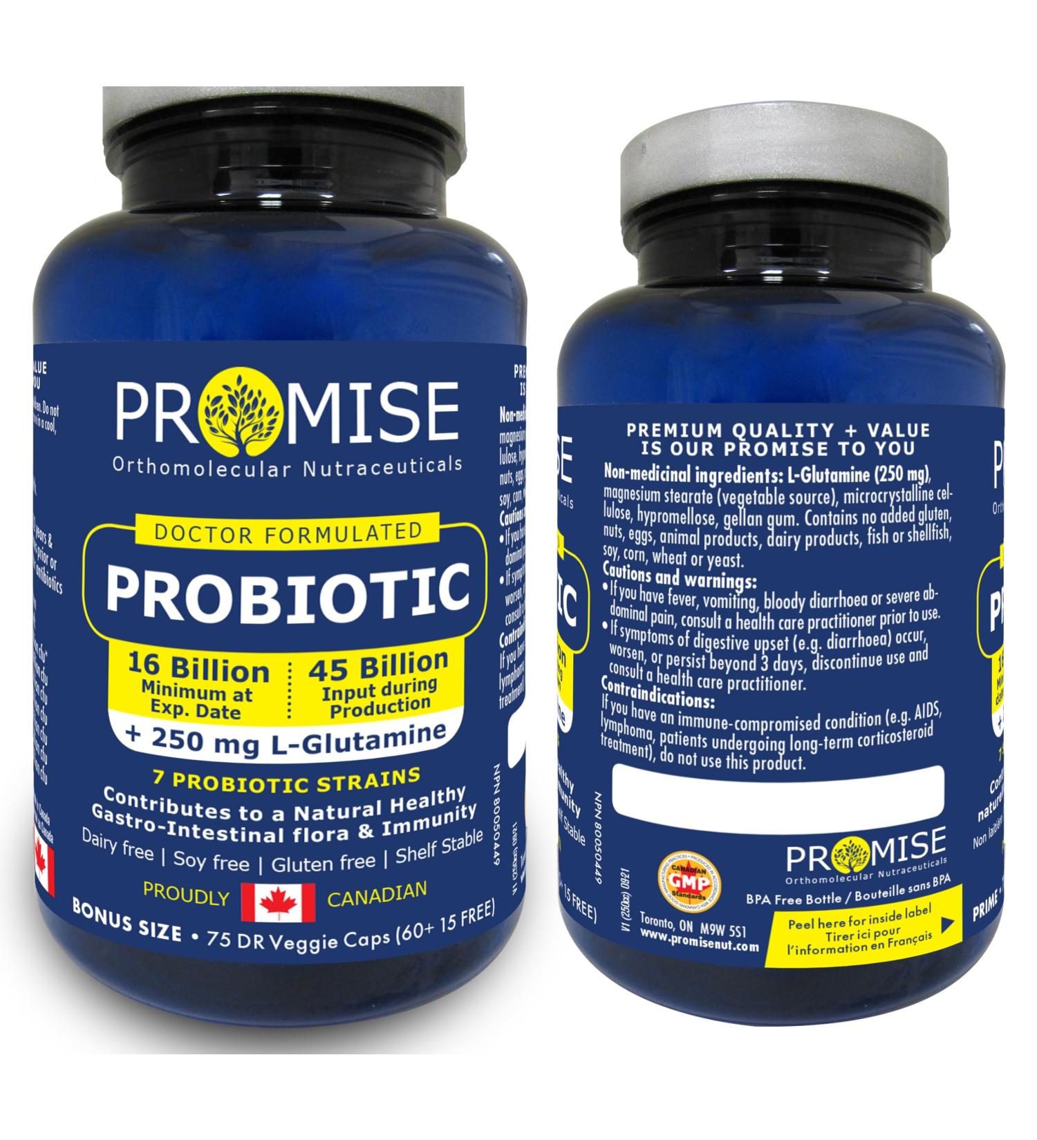 75 DRcaps 45 Billion CFU Probiotic (Plus 250mg of L-Glutamine) 7 Strains Support for Digestive Health Gut Flora Reduce Bloating Constipation Gas & Leaky Gut Relief - Buy Online on SooperMarket.com