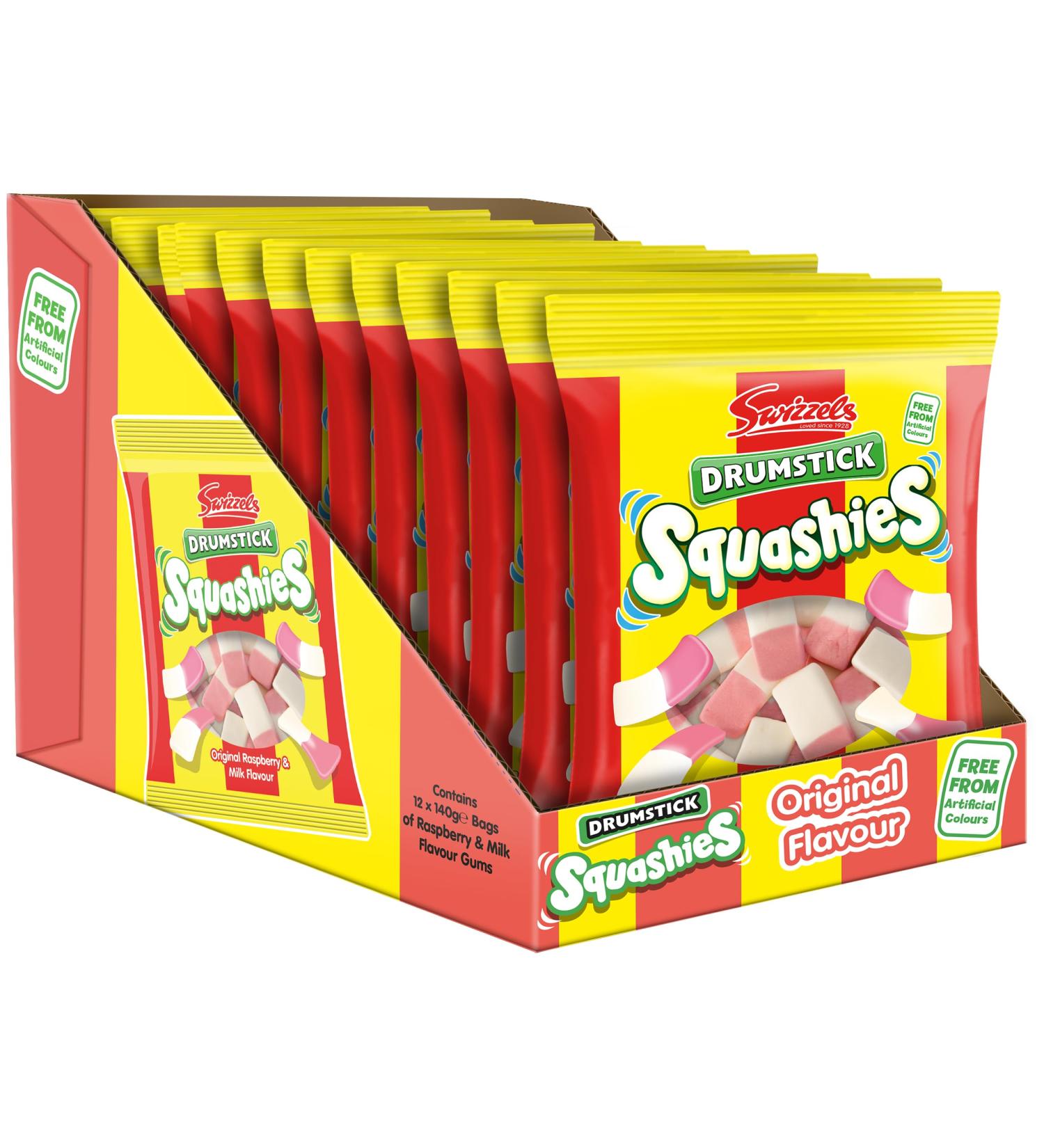 Swizzles Drumstick Squashies Original Sweets - Raspberry and Milk Flavour Sweets- Bulk Multipack (12 x 140g) - Buy Online on SooperMarket.com