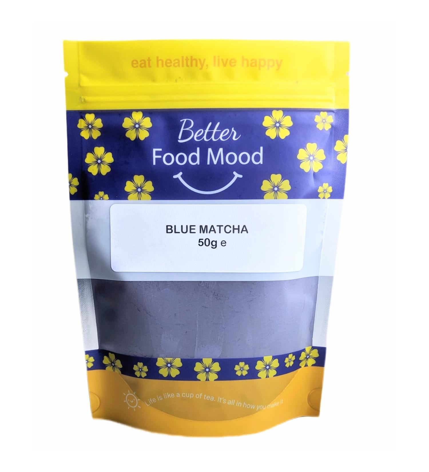 Better Food Mood Blue Matcha Blue Flower Powder 50g | No Artificial Colours | Blue Flowers Rich in Antioxidants | Use in Oatmeal Cakes - Buy Online on SooperMarket.com