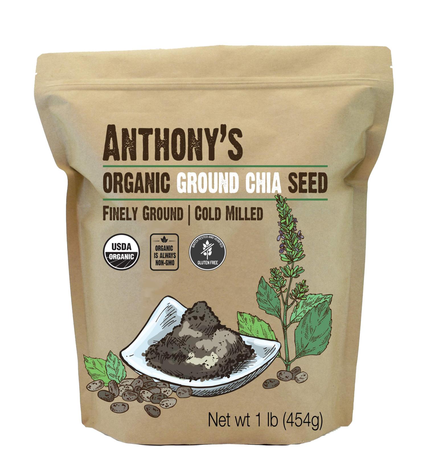 Organic Chia Seed - Anthony's 1 lb | Gluten Free, Non-GMO, Finely Ground - Buy Online on SooperMarket.com