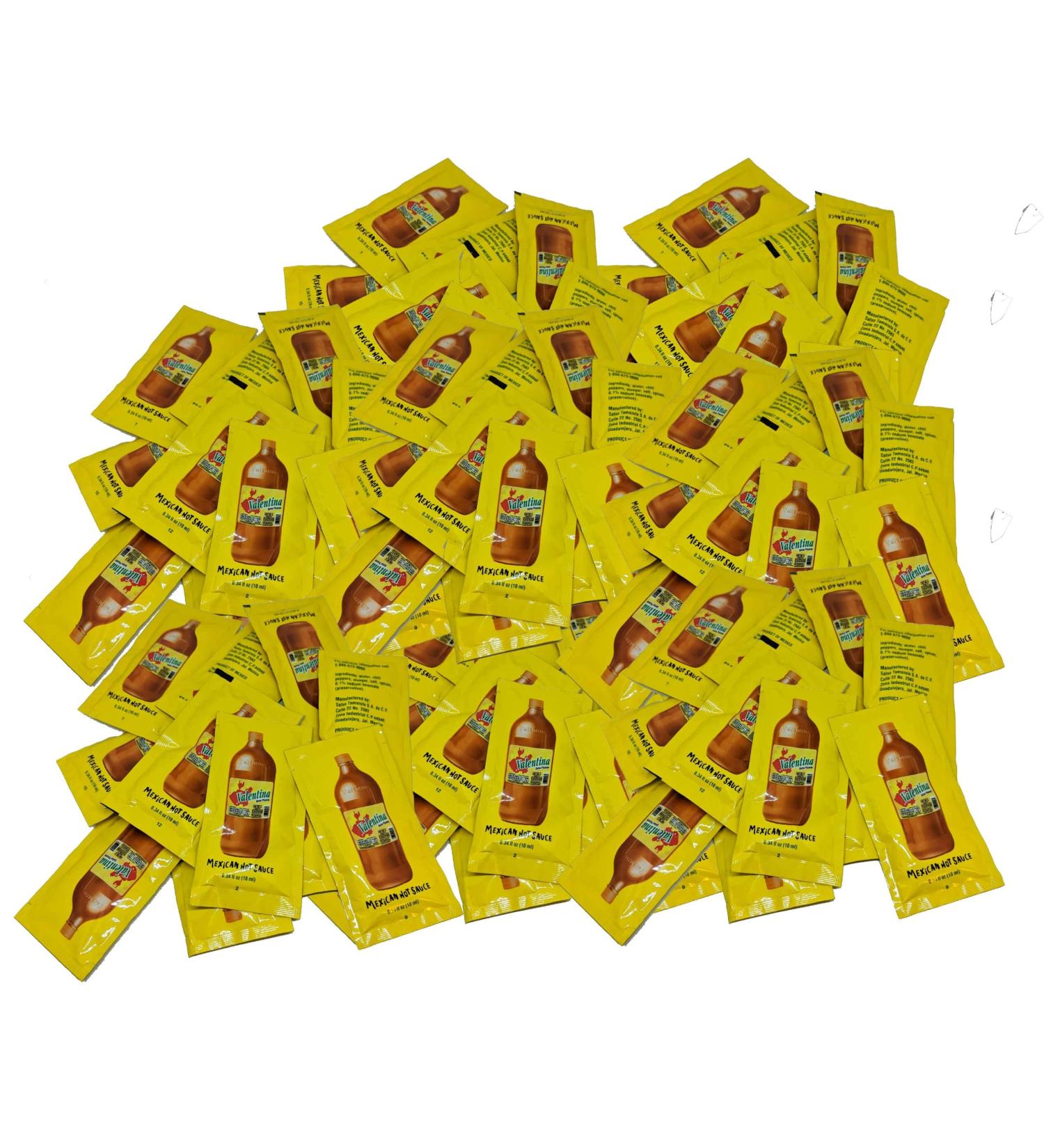 Valentina Mexican Hot Sauce Picante Salsa Seasoning Salt Spice Mix - 100 Packets, 0.3 oz Each - Perfect for Chips, Lunch, Snacks & More - Buy Online on SooperMarket.com
