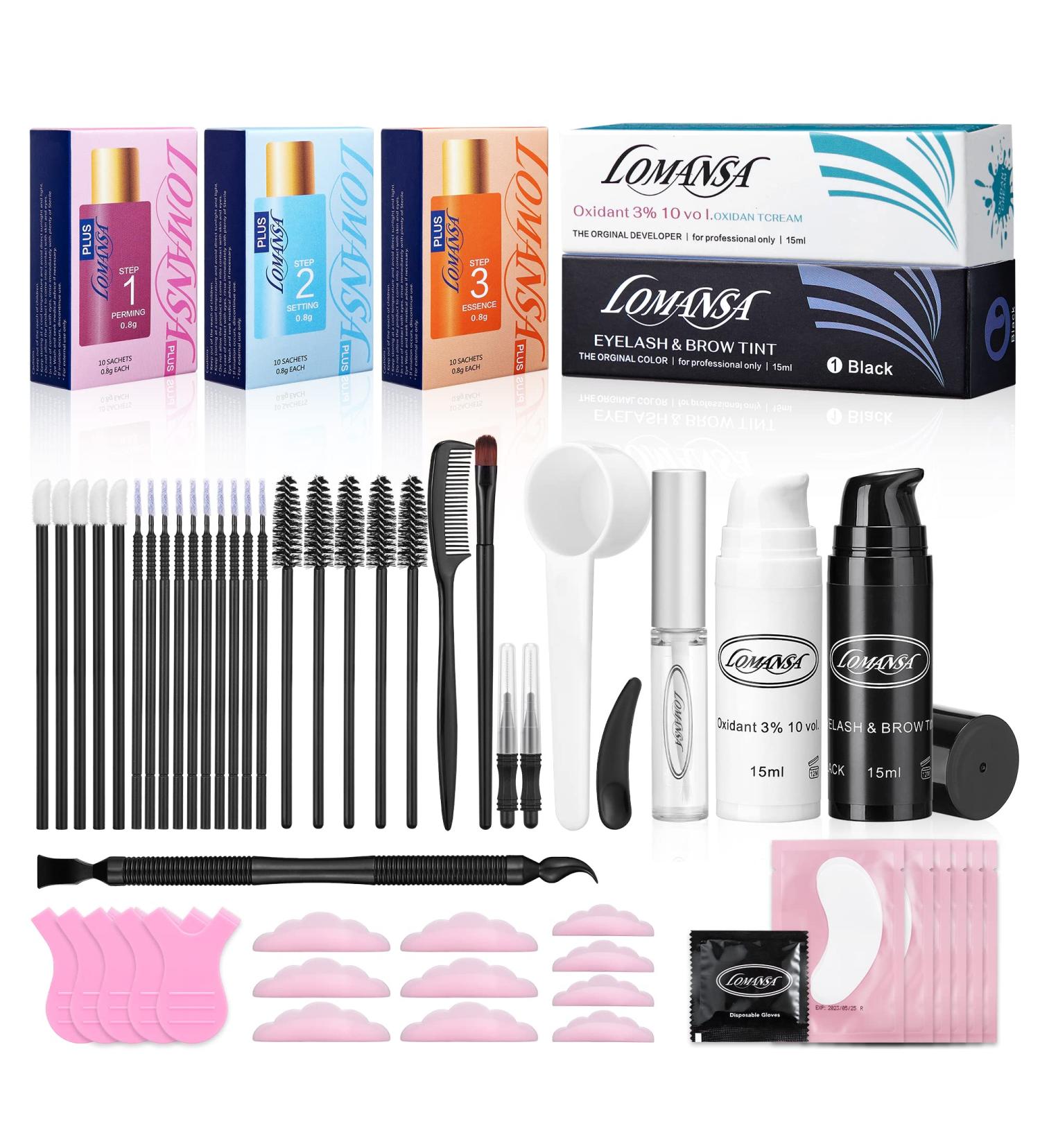 Lomansa Lash Lift Kit with Black Color - 4 in 1 Eyelash and Eyebrow Coloring Kit for Perming, Curling, and Lifting - Buy Online on SooperMarket.com