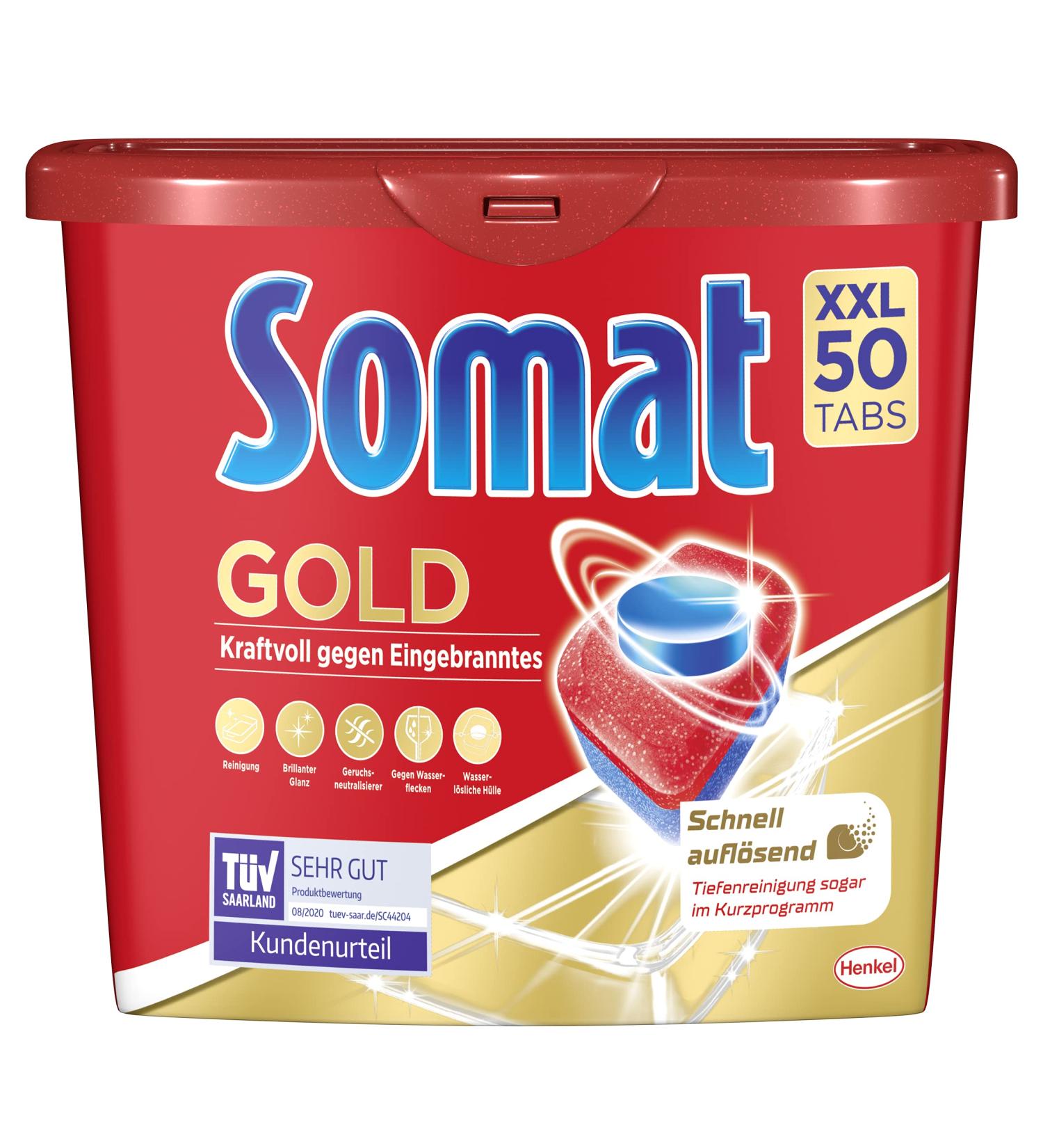 Somat Gold Dishwasher Tabs - 50 Powerful Flush Tabs for Best Shine & Burn Resistance | International Shipping - Buy Online on SooperMarket.com