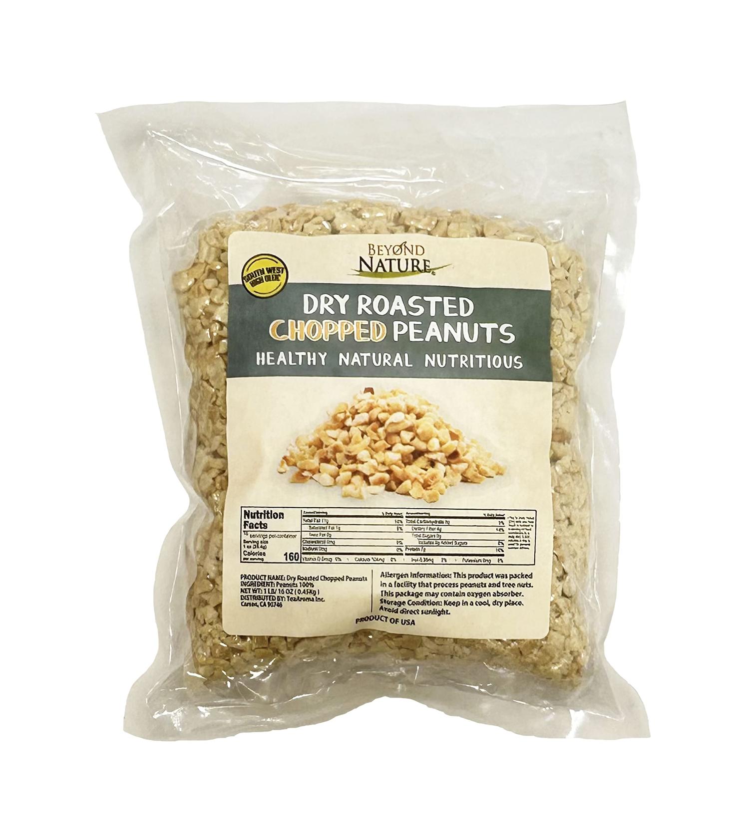 Beyond Nature Dry Roasted Chopped Peanuts - Vacuum Sealed, Non GMO, Granulated, Low Carb, Gluten Free, Keto Friendly & Vegan Snack - 1 LB - Buy Online on SooperMarket.com
