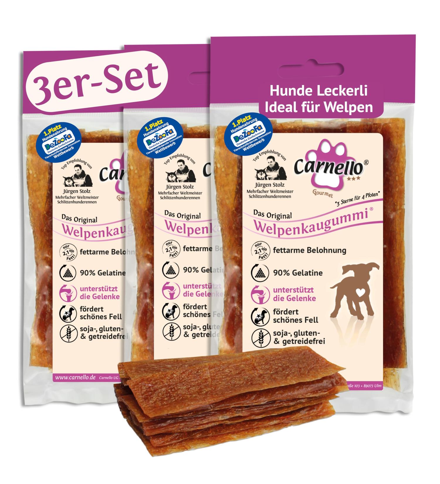 Carnello Puppy Treats - Grain-Free Chewing Bones & Dog Snacks (3 x 60g Pack) - Healthy Chicken Flavor - Buy Online on SooperMarket.com