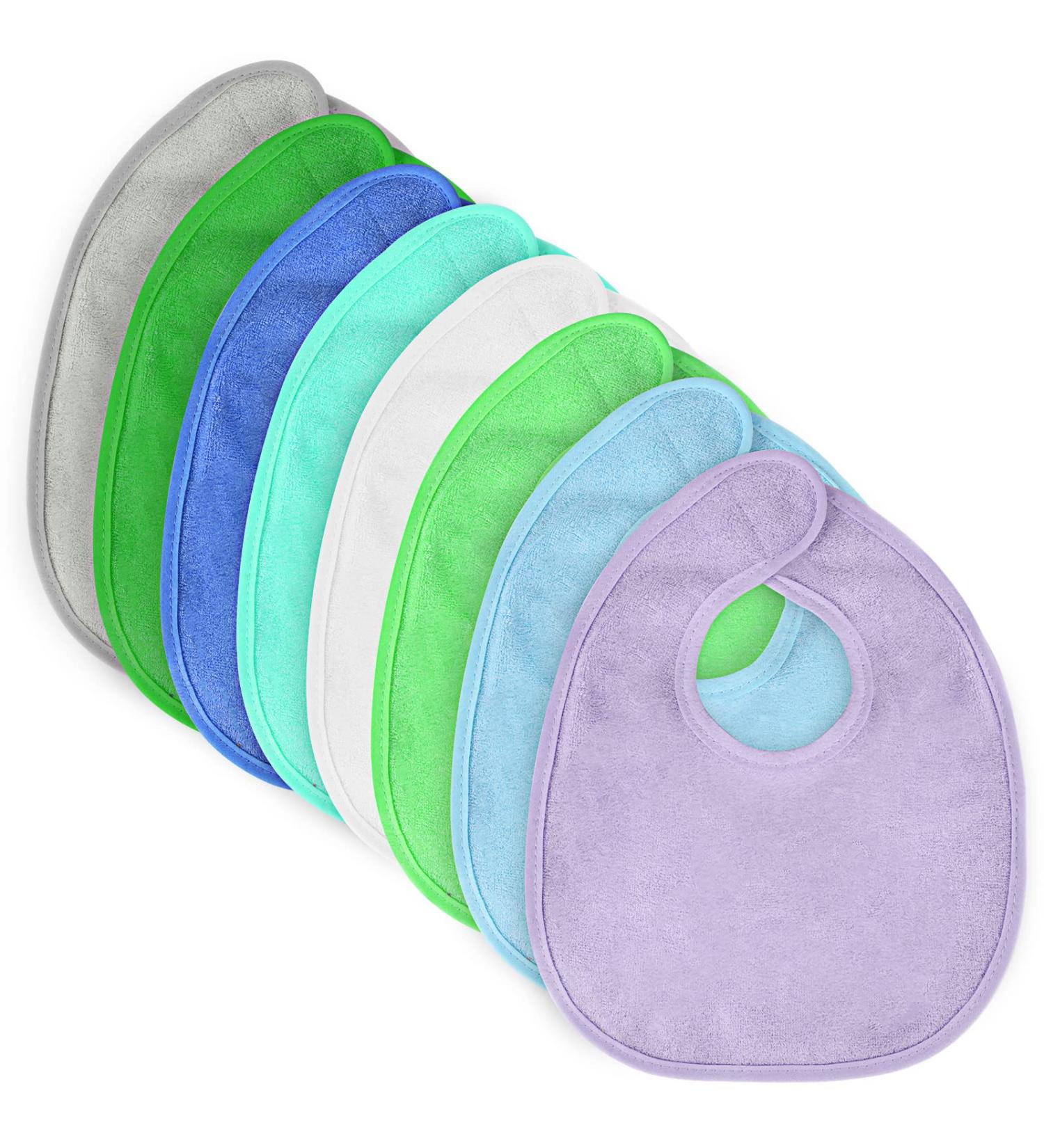 Vicloon Baby Bandana Dribble Bibs Set - 8pcs Unisex Infant Teething Bibs in Blue/Green/Grey/White - Soft, Absorbent, Adjustable with Velcro - Buy Online on SooperMarket.com