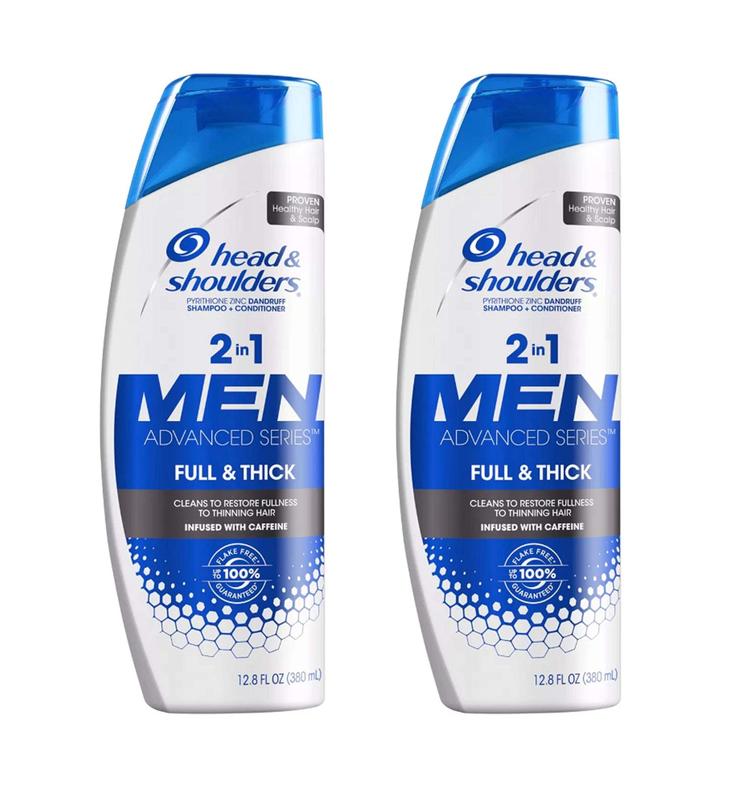 Head & Shoulders For Men - Full & Thick - 2 in 1 Dandruff Shampoo + Conditioner - Net Wt. 12.8 FL OZ (380 mL) Per Bottle - Pack of 2 Bottles 12.8 Fl Oz (Pack of 2)