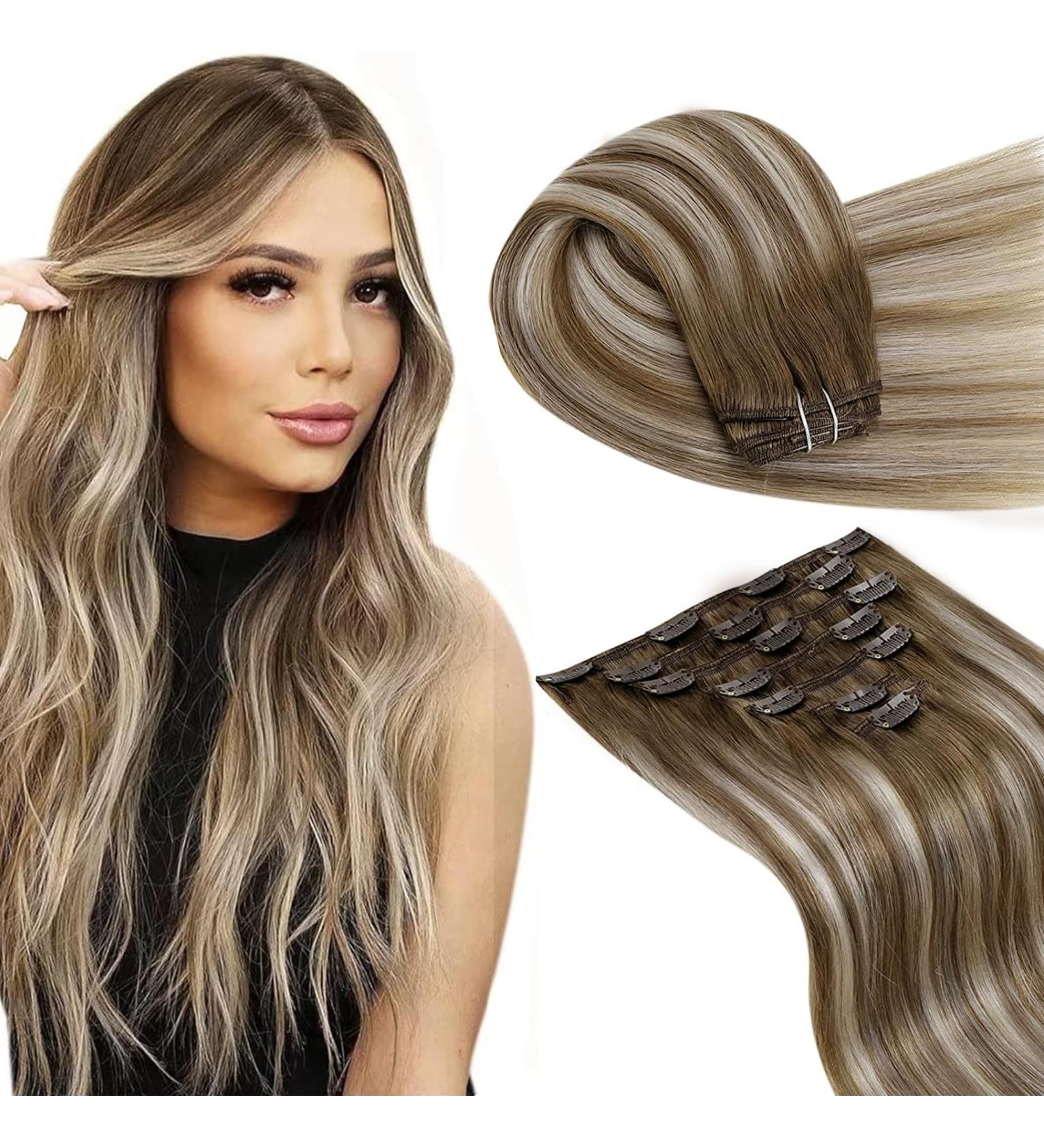 Shop Laavoo Real Hair Clip-In Extensions | Blonde Balayage Ombre | 105g - 7pcs - Buy Online on SooperMarket.com