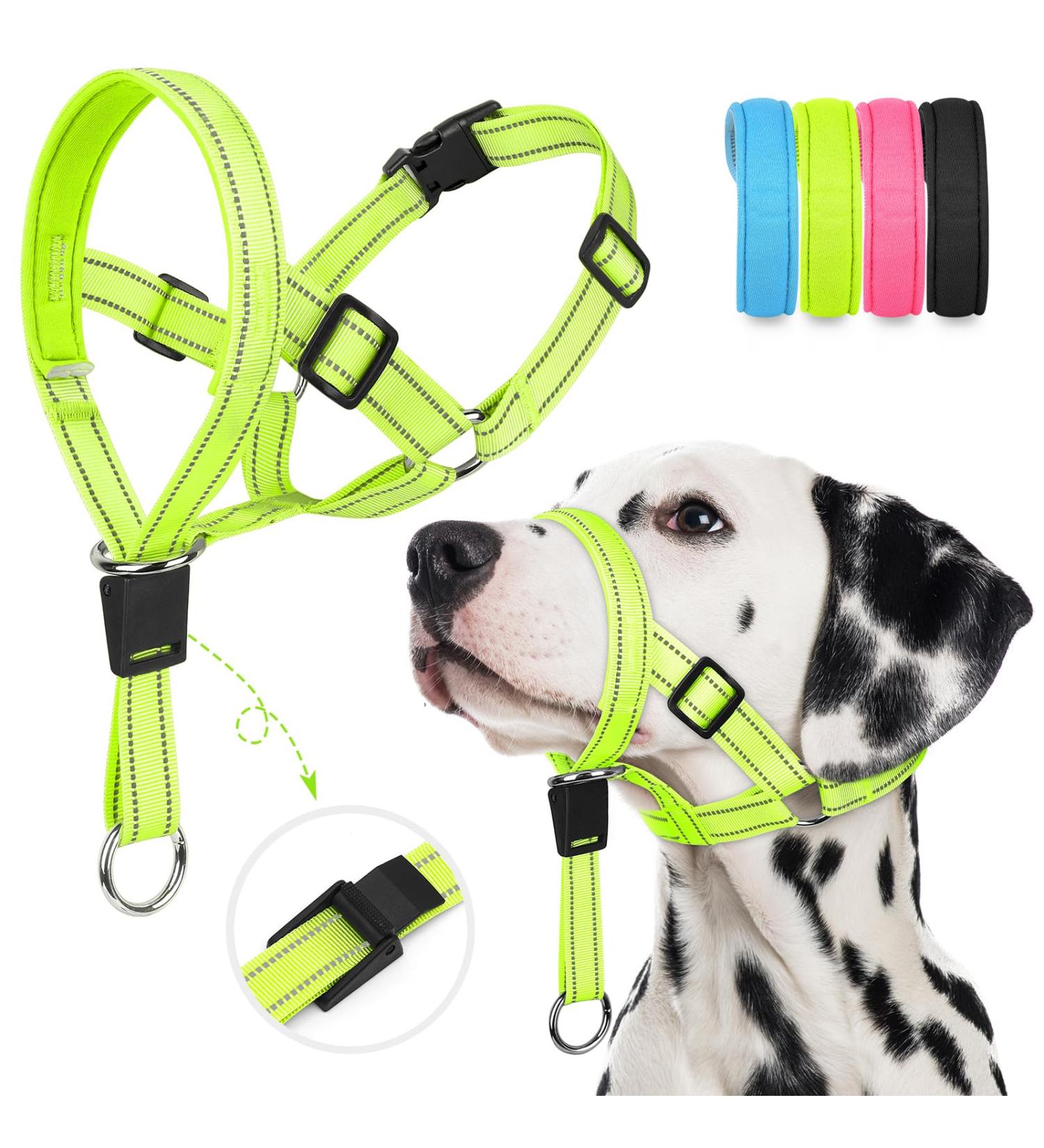 Weesiber Adjustable Soft Dog Collar & Halter - Padded No Pulling Reflective Safety Strips for Training & Walking - Medium Green - Buy Online on SooperMarket.com