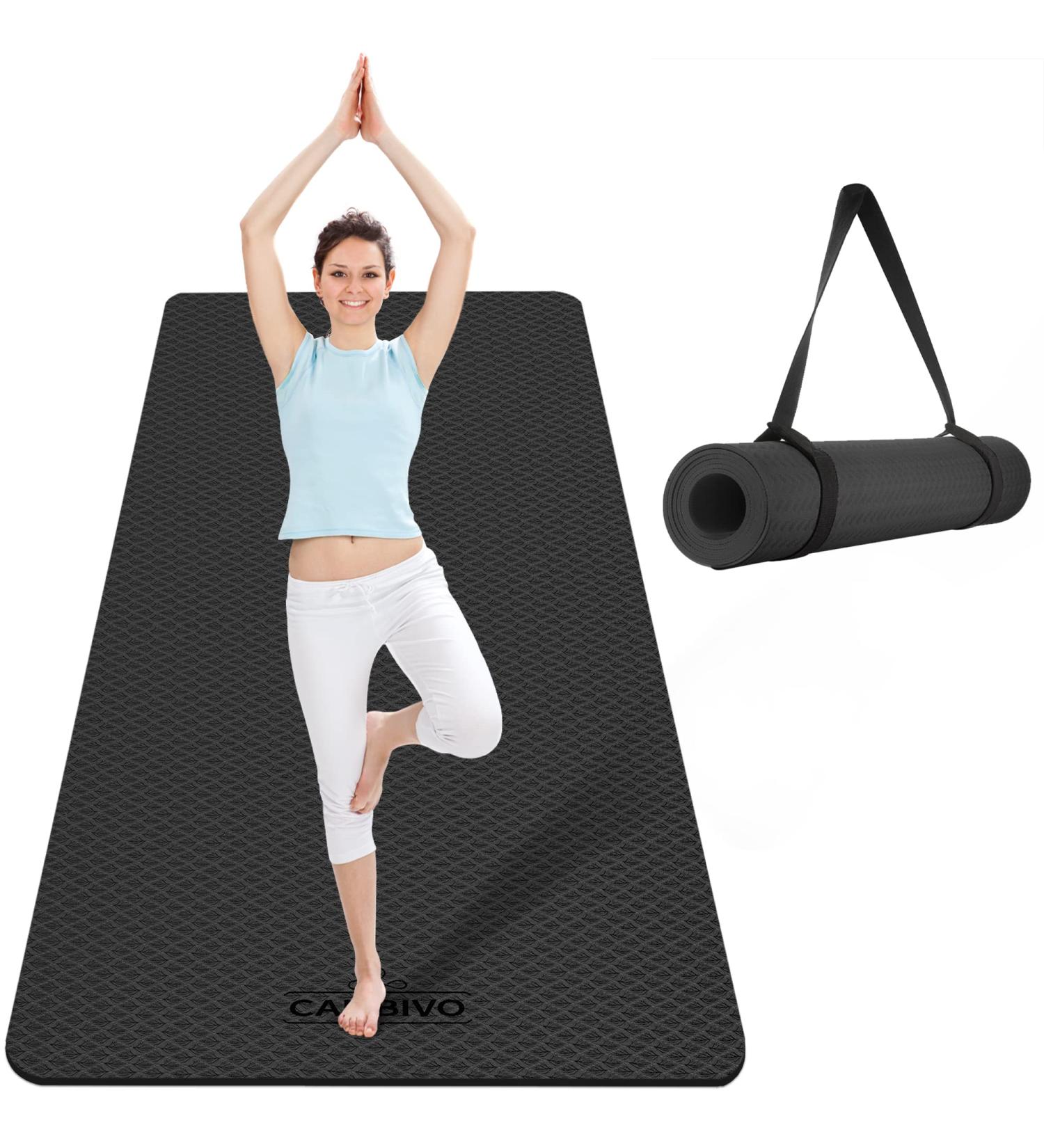 CAMBIVO Extra Wide Yoga Mat 72x32 1/4 - Eco-Friendly SGS Certified Large TPE Mat for Yoga, Pilates, Workout - Dark Black - Buy Online on SooperMarket.com