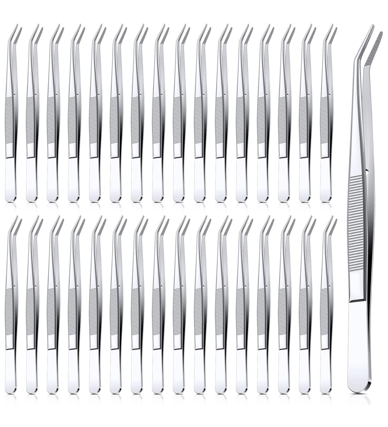 Stainless Steel Tweezers with Curved Serrated Tip Multipurpose Tweezers Sewing Machine Tweezers Forceps Tweezers for Craft (32  Silver) 32 Silver - Buy Online on SooperMarket.com