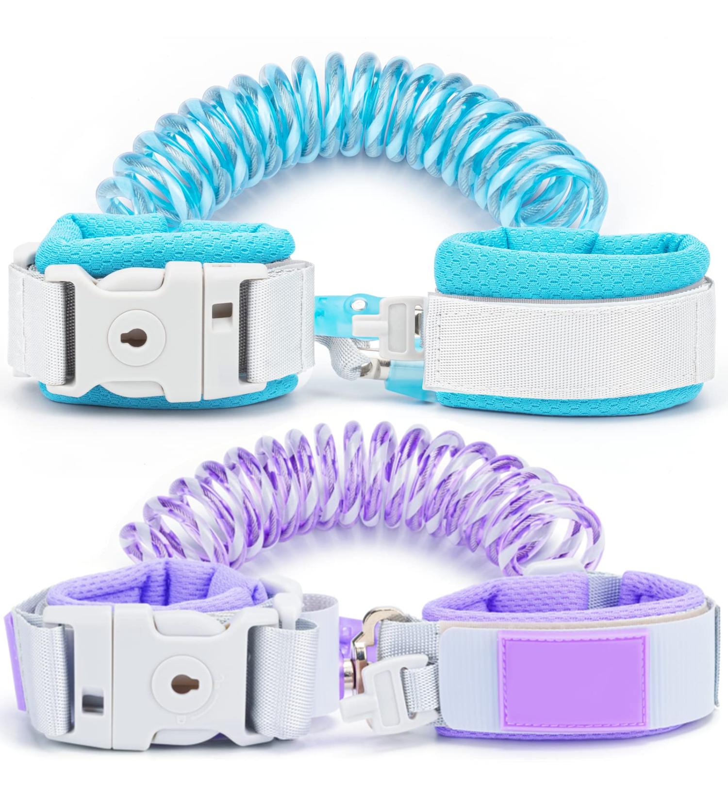 LilKisThk Child Leash Backpack 2 Pack - Toddler Safety Harness with Key Lock - Baby Anti Lost Wrist Links - Blue+Purple - Buy Online on SooperMarket.com