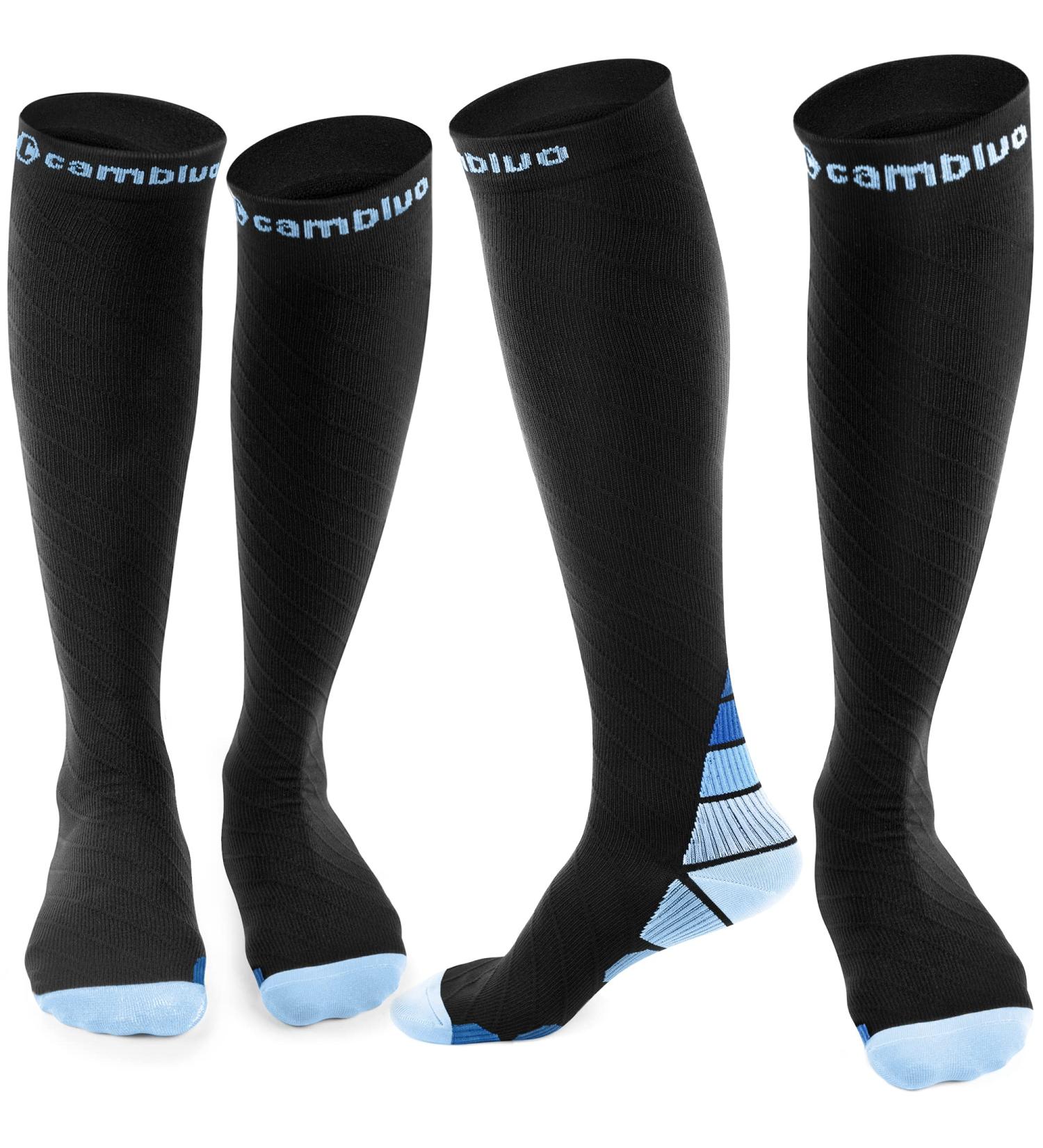 Buy Cambivo Compression Stockings for Men & Women - 2 Pairs of Support Socks for Running Travel & Sports - XXL Black & Blue - Buy Online on SooperMarket.com