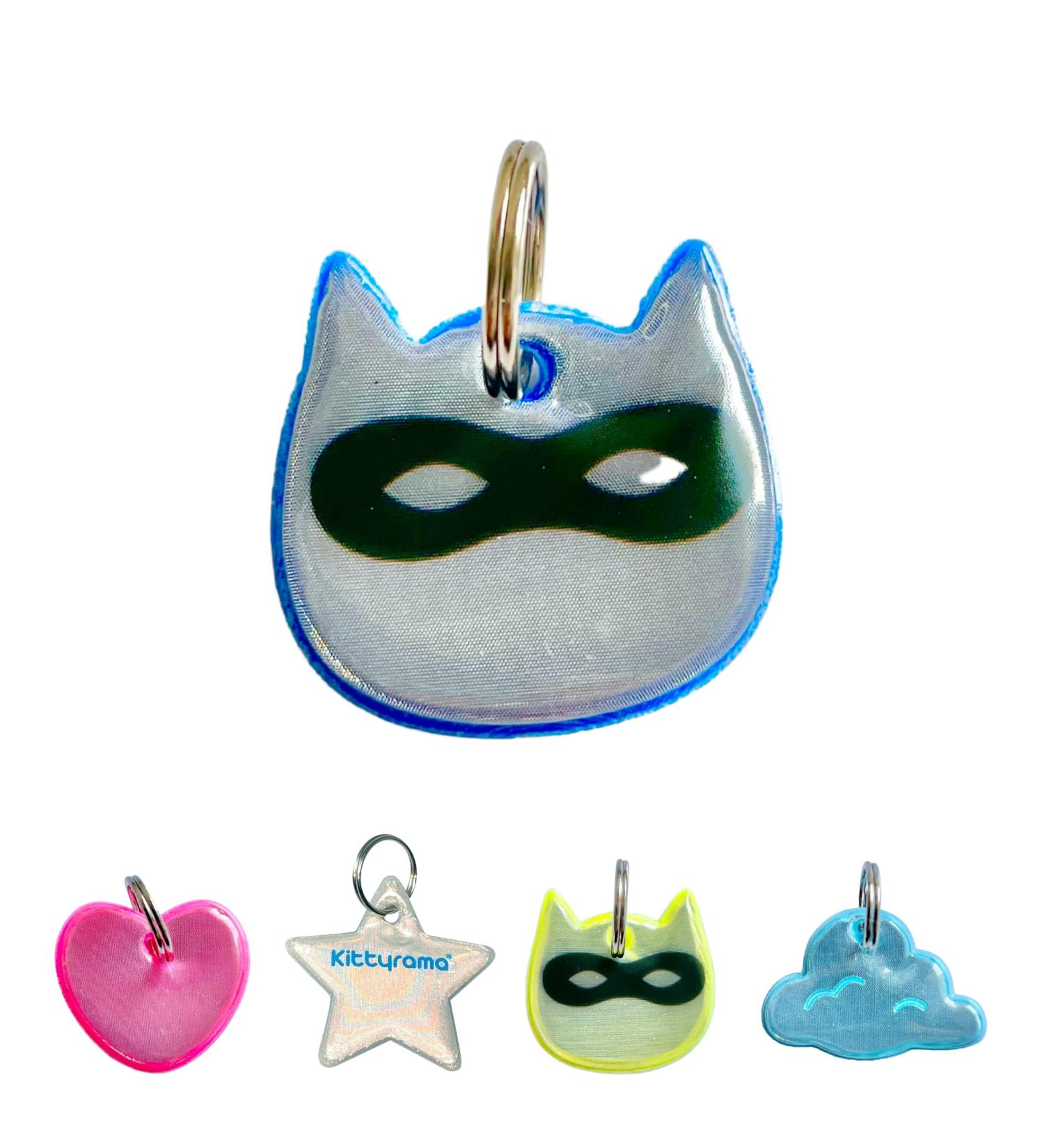 Kittyrama Reflective Cat Charm - Safety Cat Tag for High Visibility, Waterproof, Fits All Collars - Blue Ninja Style - Buy Online on SooperMarket.com