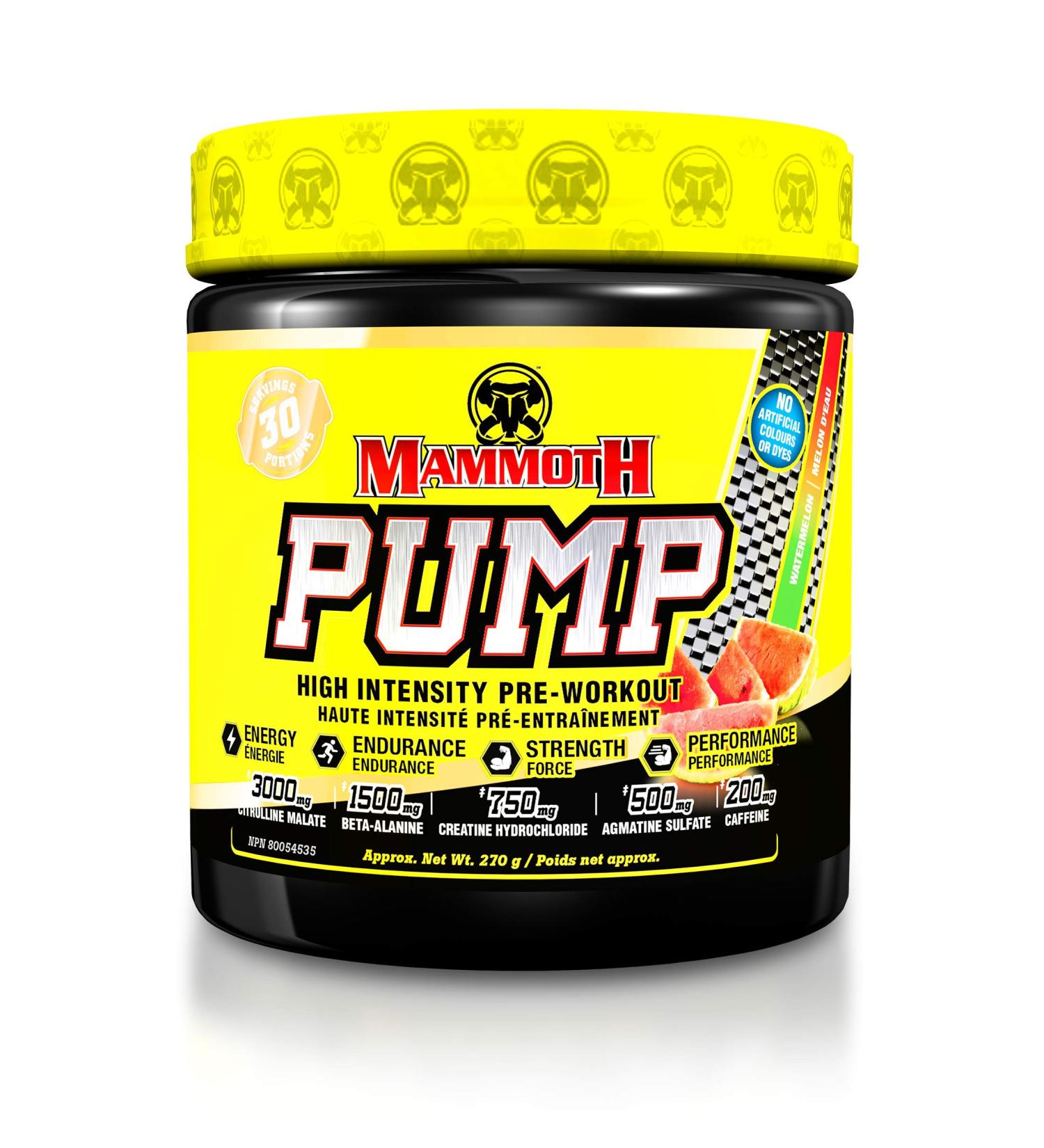 MAMMOTH PUMP Pre Workout Powder Superior Muscle Pumps Increase Strength & Endurance Explosive Power & Energy Supplement Heightened Focus Quick Recovery Reduced Soreness (30 Serves Watermelon) Watermelon 270.0 g (Pack of 1) - Buy Online on SooperMarket.com