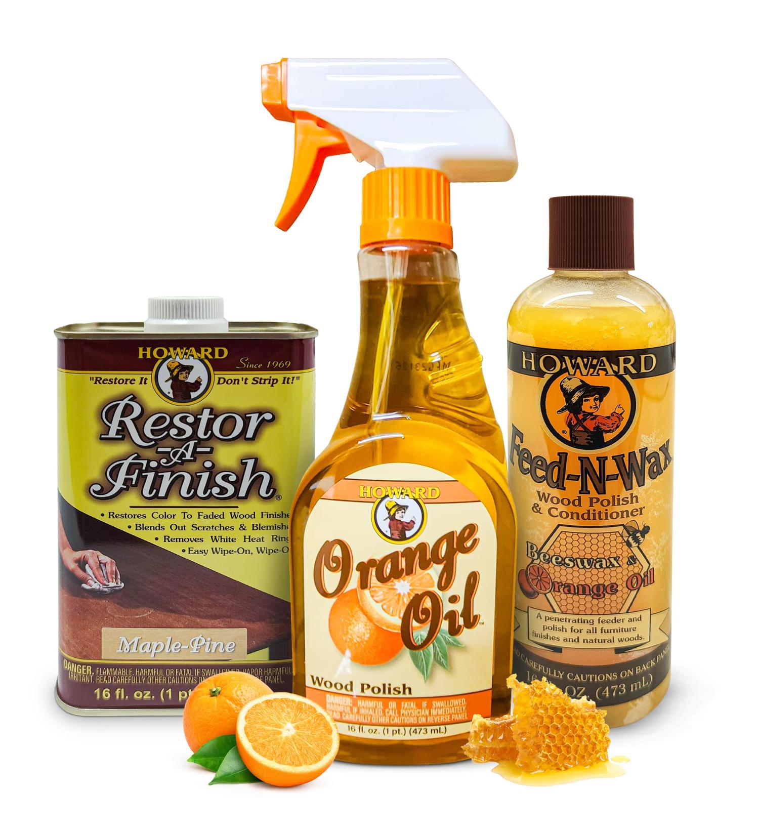 Howard Complete Wood Restoration Kit - Clean Protect & Restore Wood Finishes for Floors Cabinets & Furniture - Maple Pine - Buy Online on SooperMarket.com