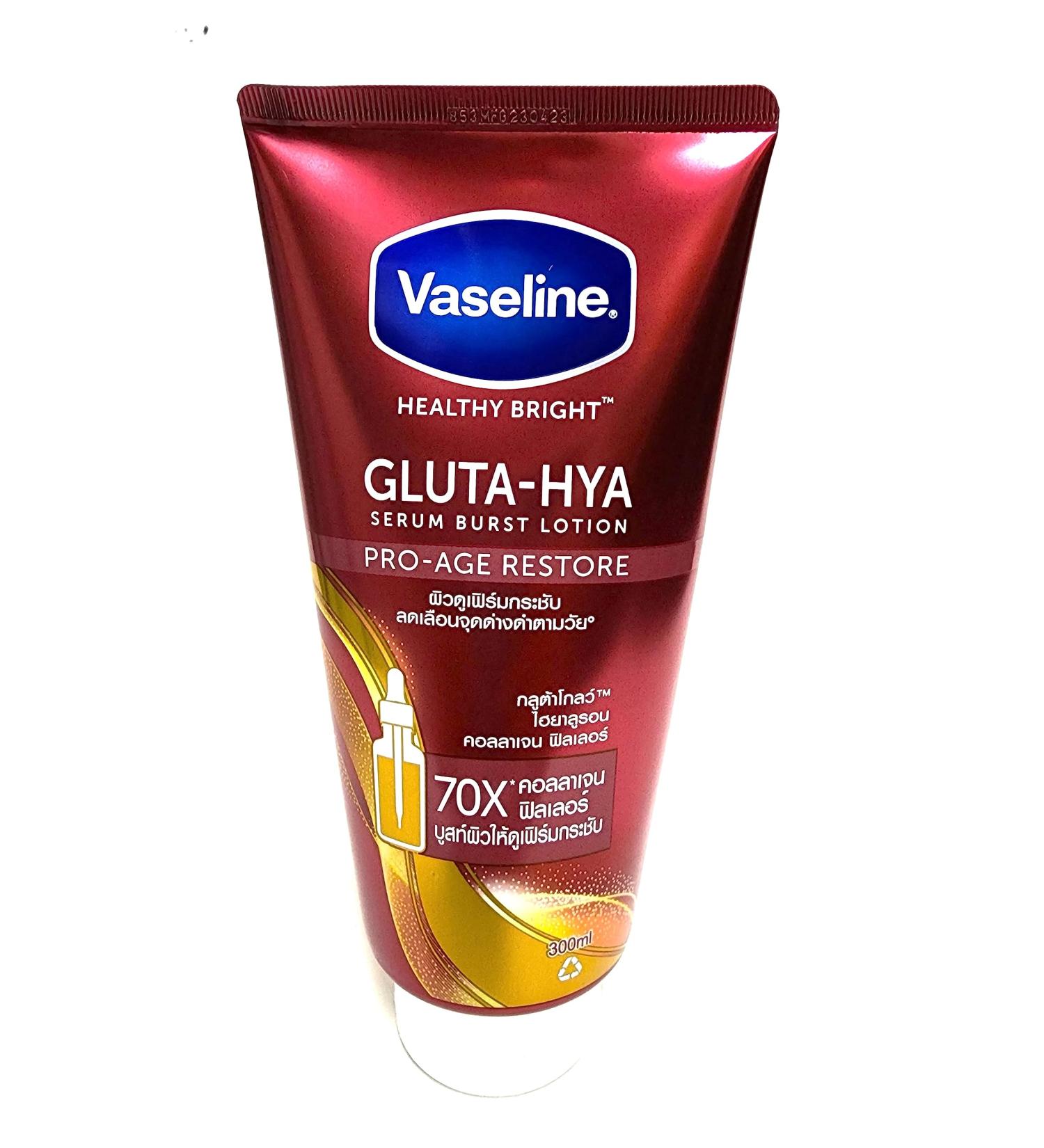 Vaseline Gluta-Hya Pro-Age Restore Serum Burst Body Lotion - Intensive Rejuvenation & Hydration with Collagen & Hyaluronic Acid - 300ml - Buy Online on SooperMarket.com
