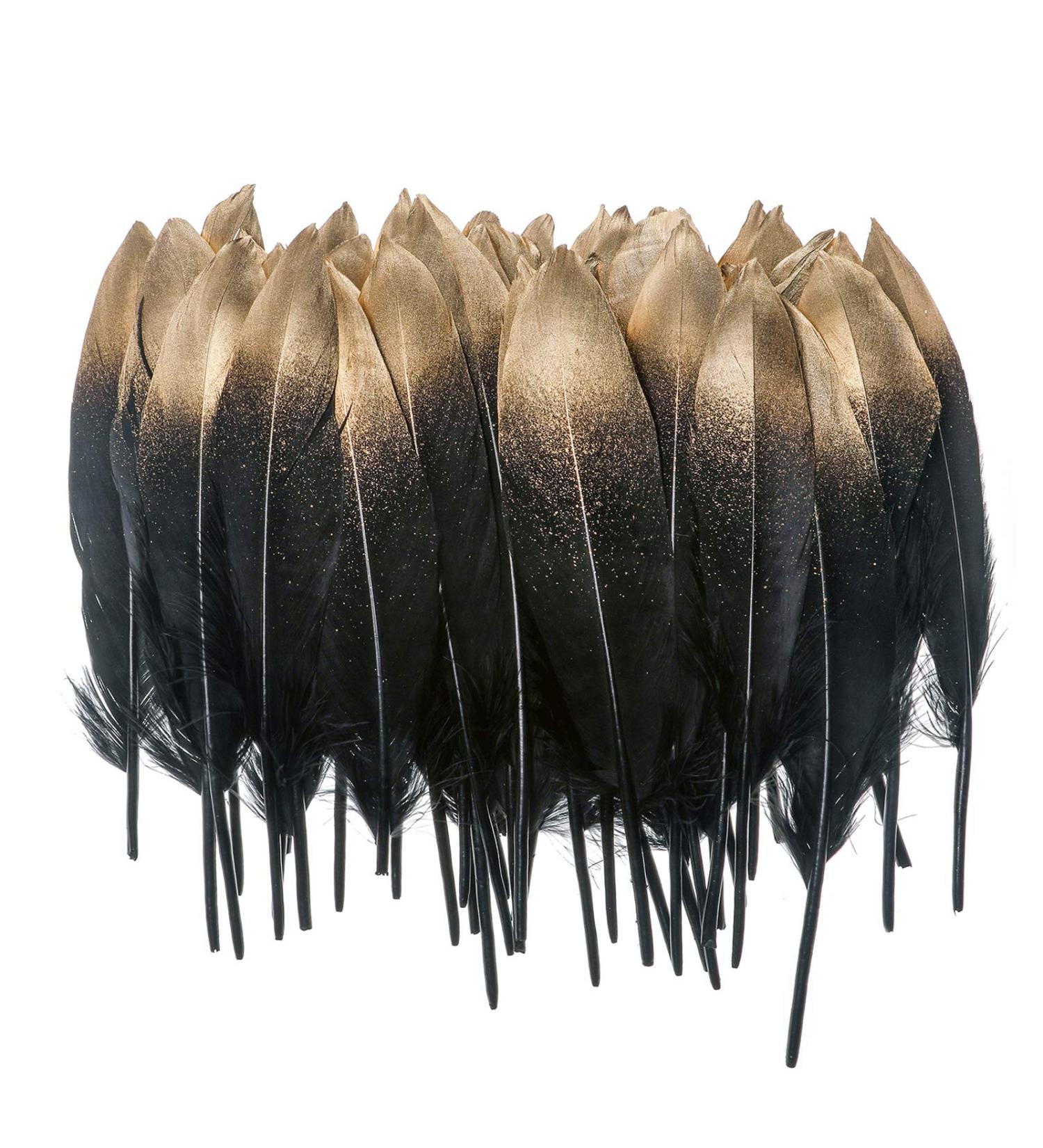 50pcs Dipped Gold & Silver 6-8 inch Goose Feathers for Crafts and Apparel - Gold & Black Feathers - Buy Online on SooperMarket.com