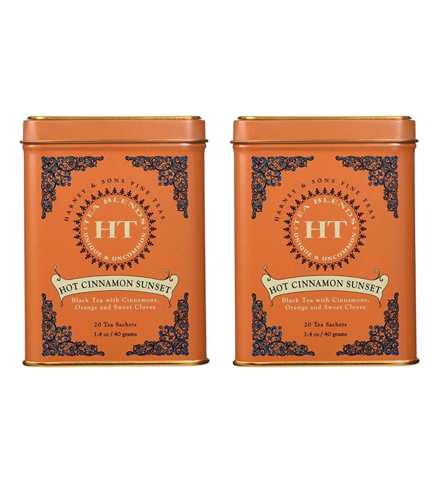 Harney & Sons Hot Cinnamon Sunset Black Tea with Orange and Cloves - 40 Tea Bags - Buy Online on SooperMarket.com