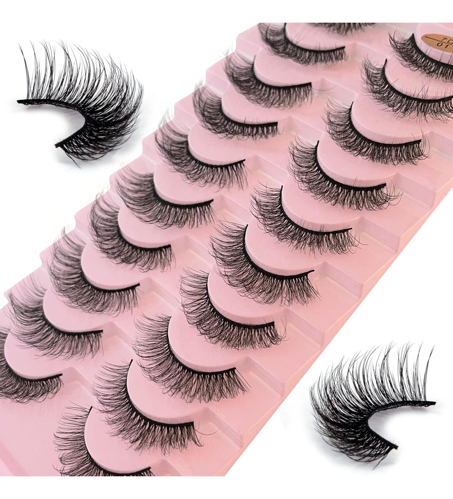 7D01 Russian Strip Lashes 10 Pairs - Reusable & Natural Look Faux Mink Lashes - Buy Online on SooperMarket.com