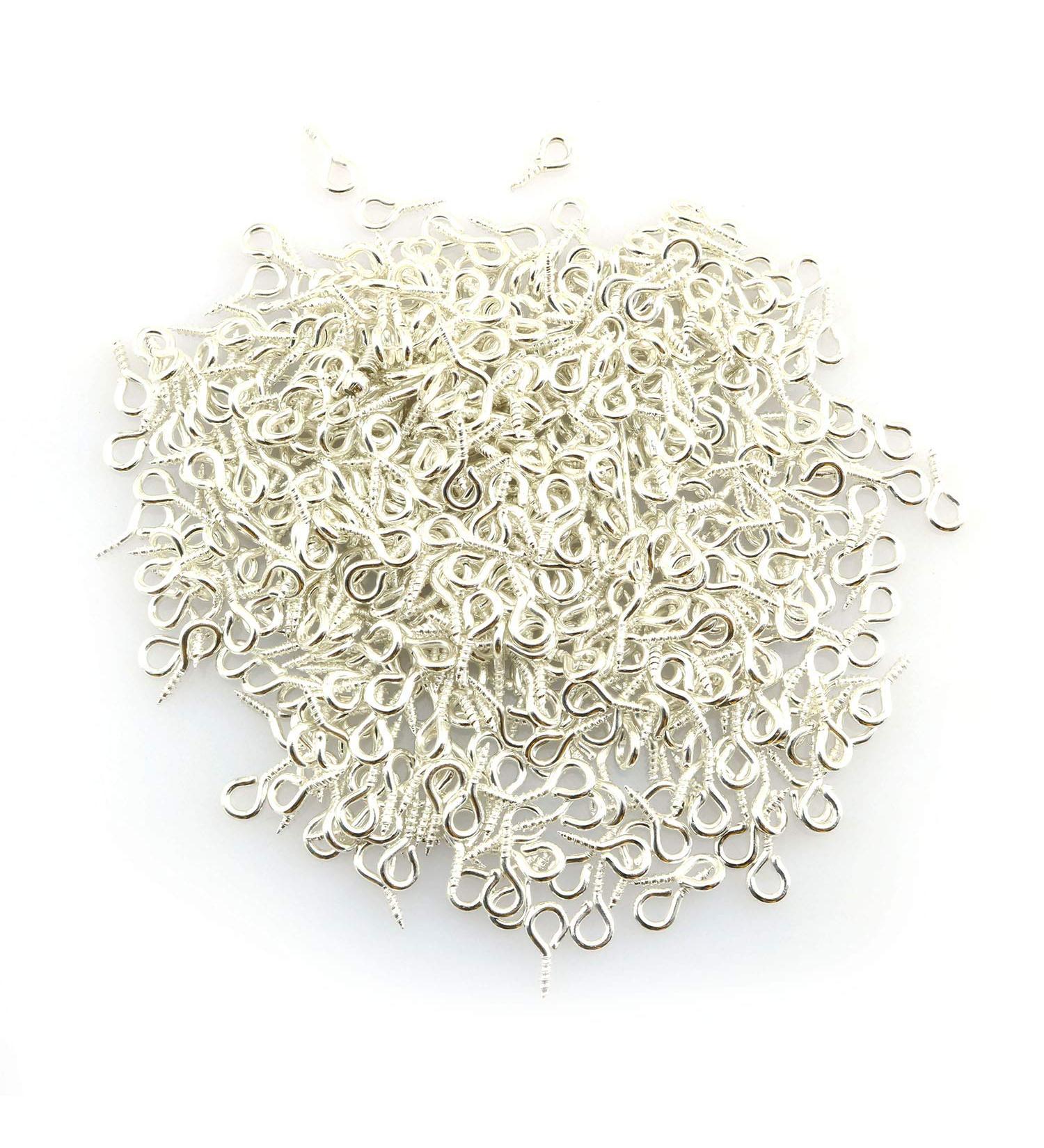500PCS Silver Mini Eye Hooks Bail Peg Sets for DIY Jewelry Making - 5x10mm Tegg Screw Eye Pin - Buy Online on SooperMarket.com