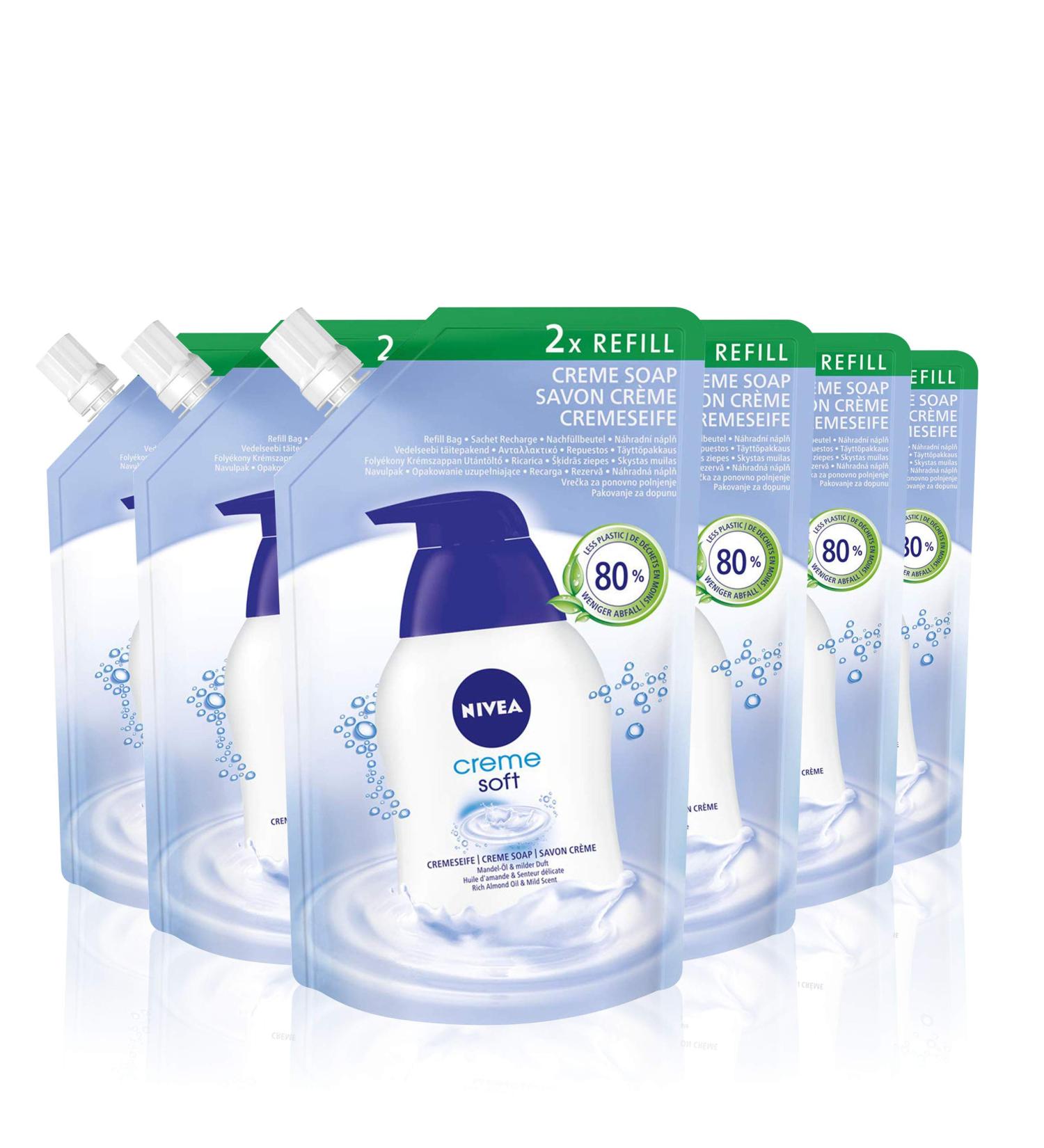 Nivea Creme Soft Care Soap Refill Bag - 500ml Almond Oil - Hydrating & Nourishing - International Shipping Available - Buy Online on SooperMarket.com