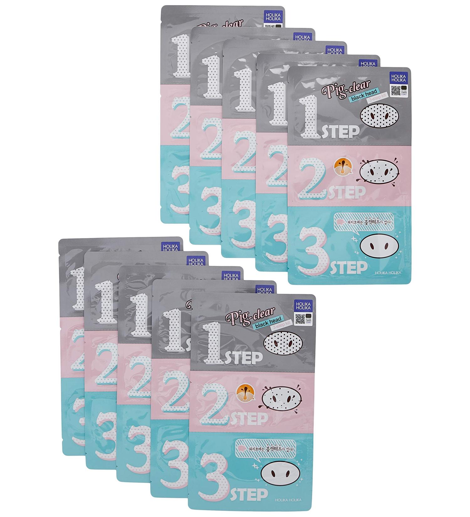 Holika Holika Pig Nose Clear Black Head 3 Step Kit - Pack of 10 - Buy Online on SooperMarket.com