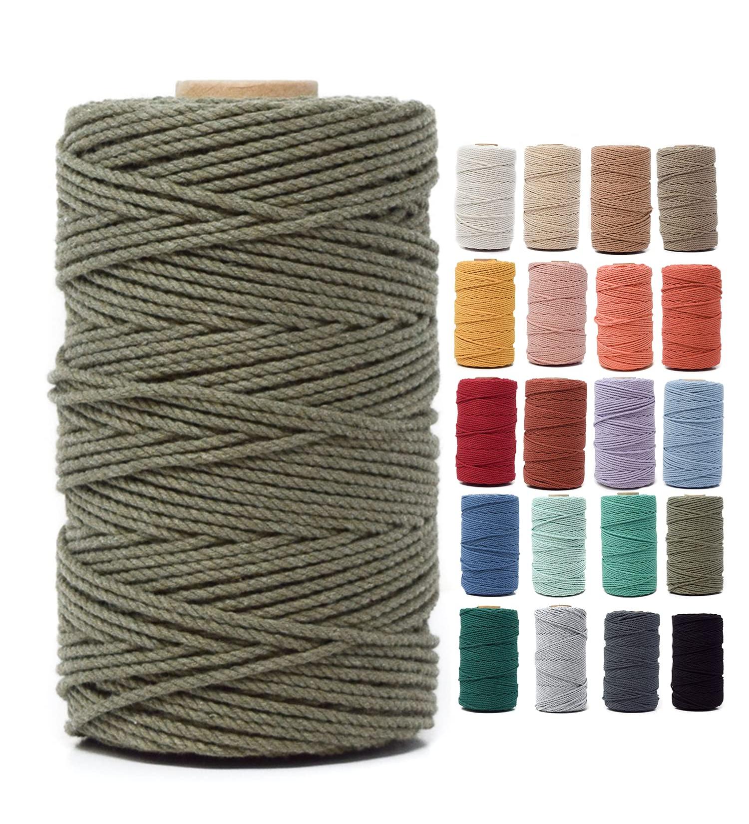 GANXXET Bay Leaf Color Macrame Cotton Cord 2mm 3 ply Recycled | 480 Feet / 160 Yards | DIY Macrame and Crafts Cord for Wall Hangings, Plant Hangers, Coasters - Buy Online on SooperMarket.com
