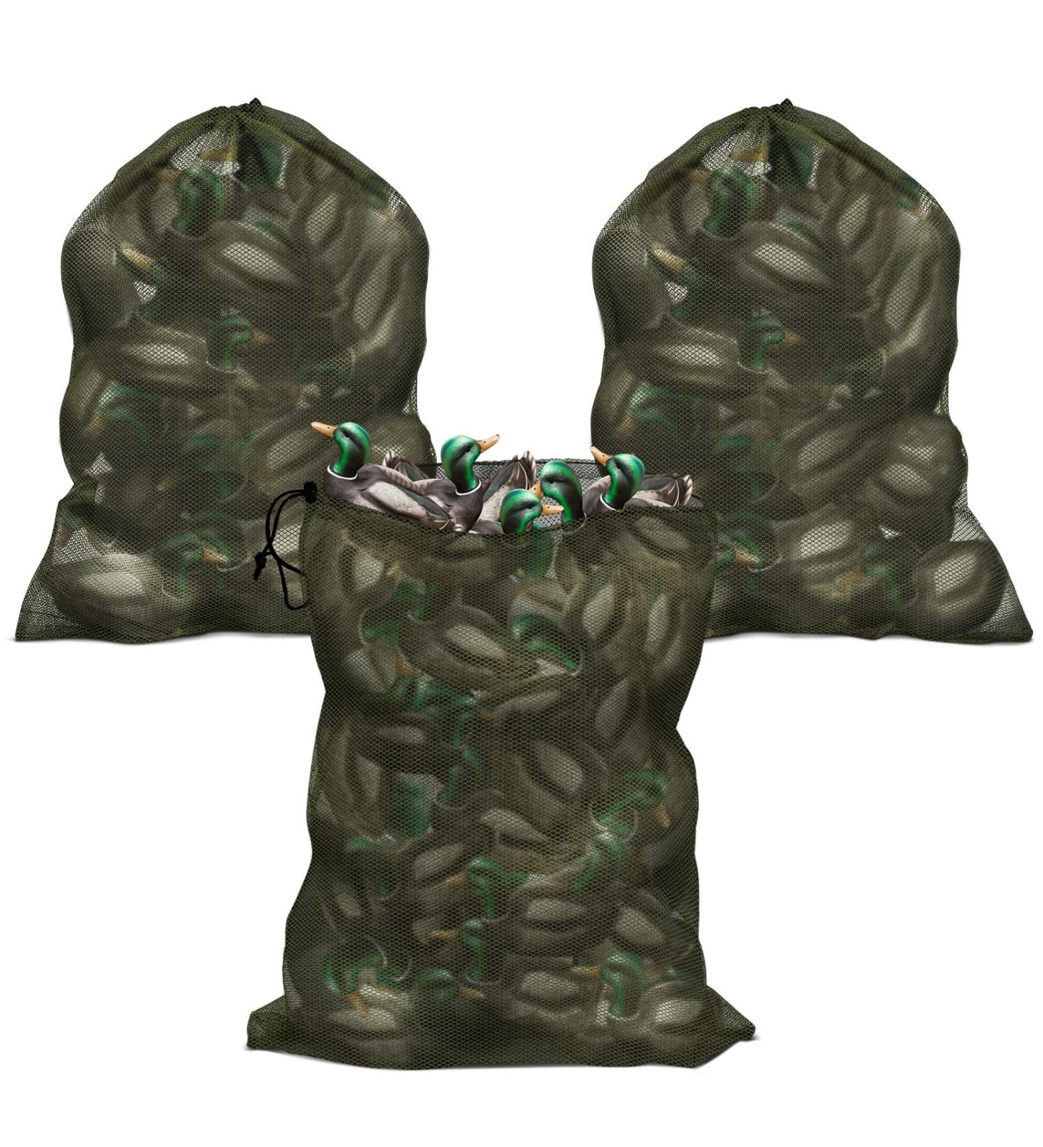 Nosiny 3-Piece Mesh Duck Decoy Bag Set | 30x47 Inch | Lightweight & Durable | For Goose, Turkey & Waterfowl | Shoulder Straps | Green - Buy Online on SooperMarket.com