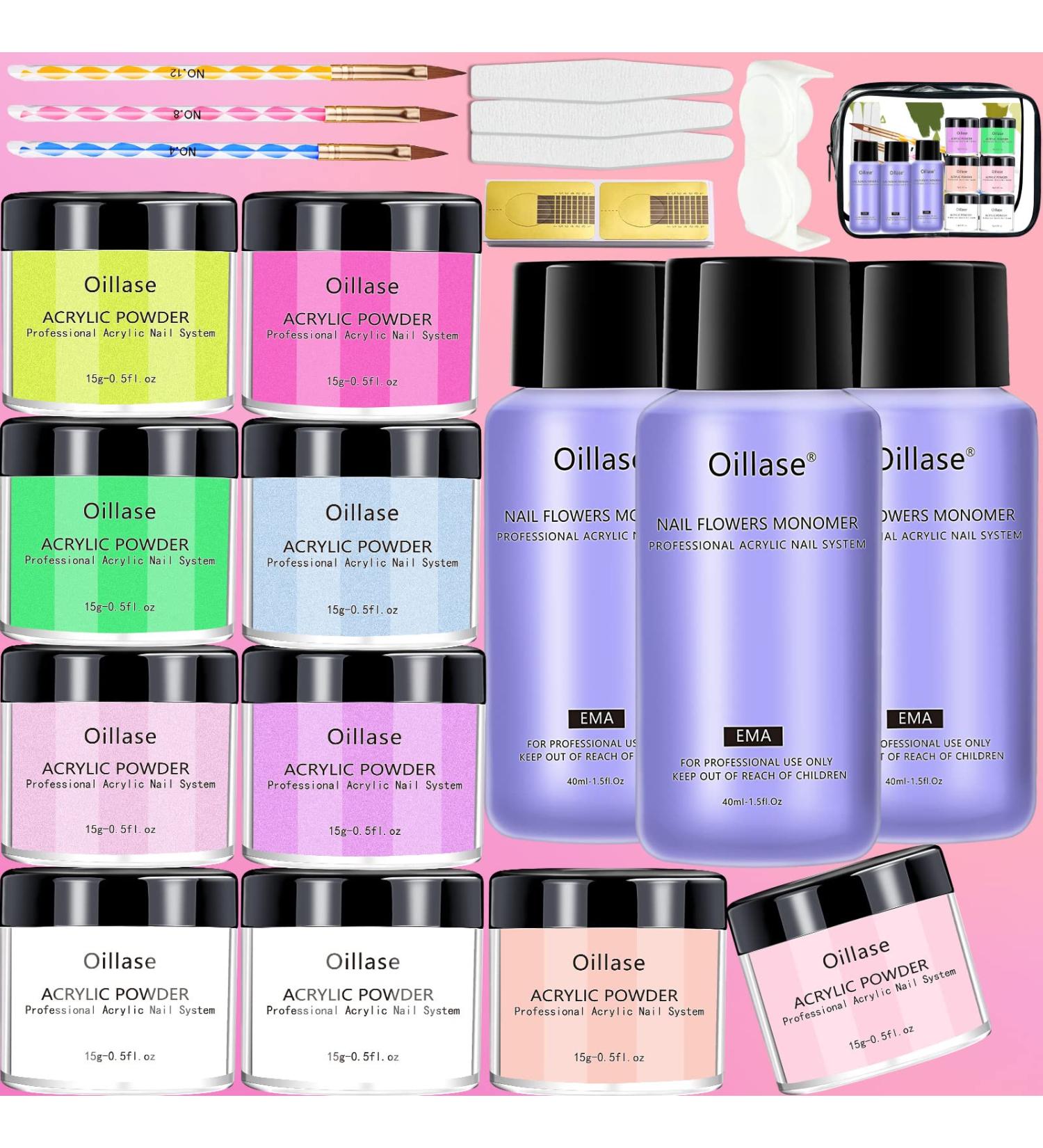 Acrylic Nail Kit for Beginners - Professional 10 Color Powder Set with Brush - Nail Extension Form Set-2 - Buy Online on SooperMarket.com