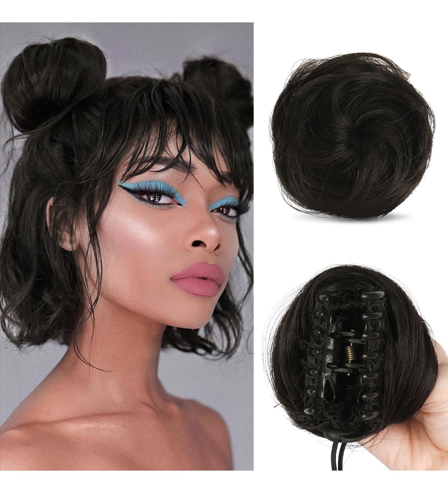 Sofeiyan Mini Claw Clip Hair Bun Extension - 2PCS Synthetic Wig Accessory for Women in Darkest Brown to Black - Buy Online on SooperMarket.com
