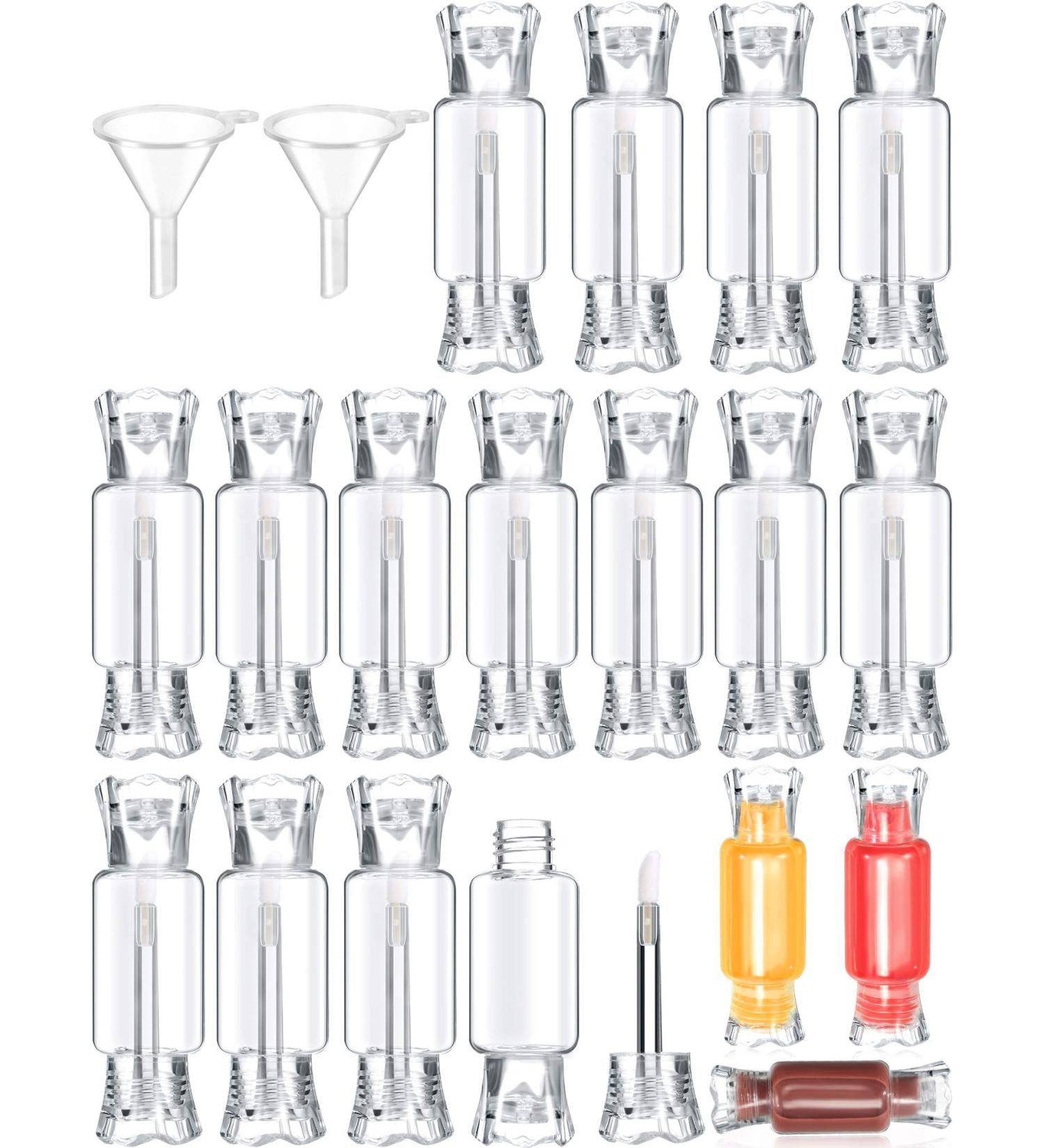 20 Clear Candy Shape Lip Gloss Tubes & 2 Funnels - DIY Empty Lip Balm Containers for Women and Girls - Buy Online on SooperMarket.com